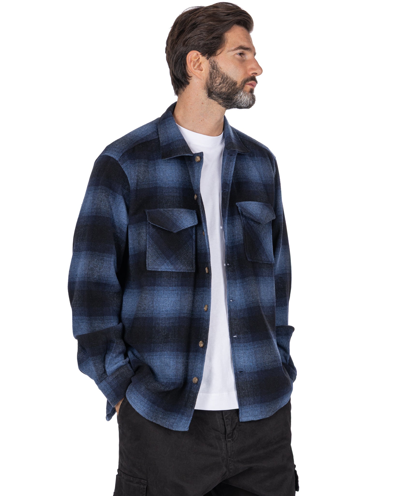 Chemise à carreaux bleu Odin