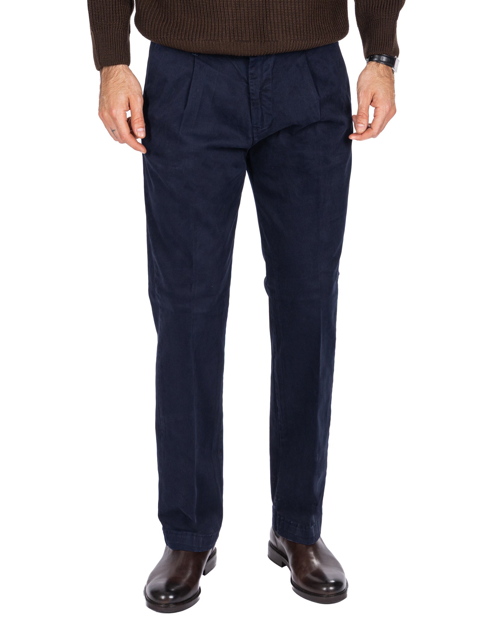 Pantalon en coton bleu Sean