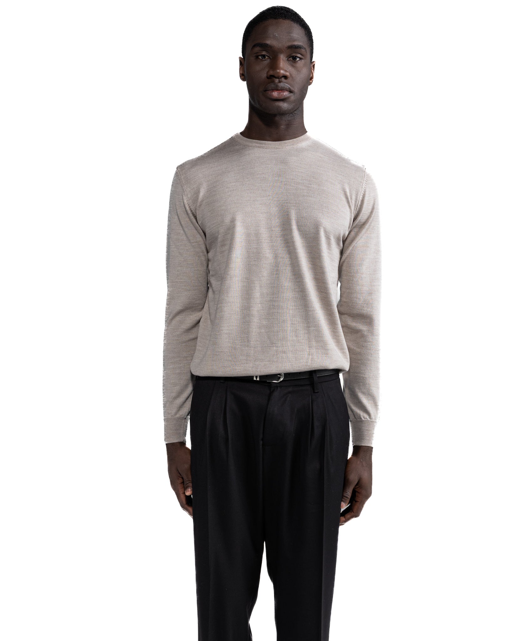 Furore crewneck in merino wool Tollegno sand