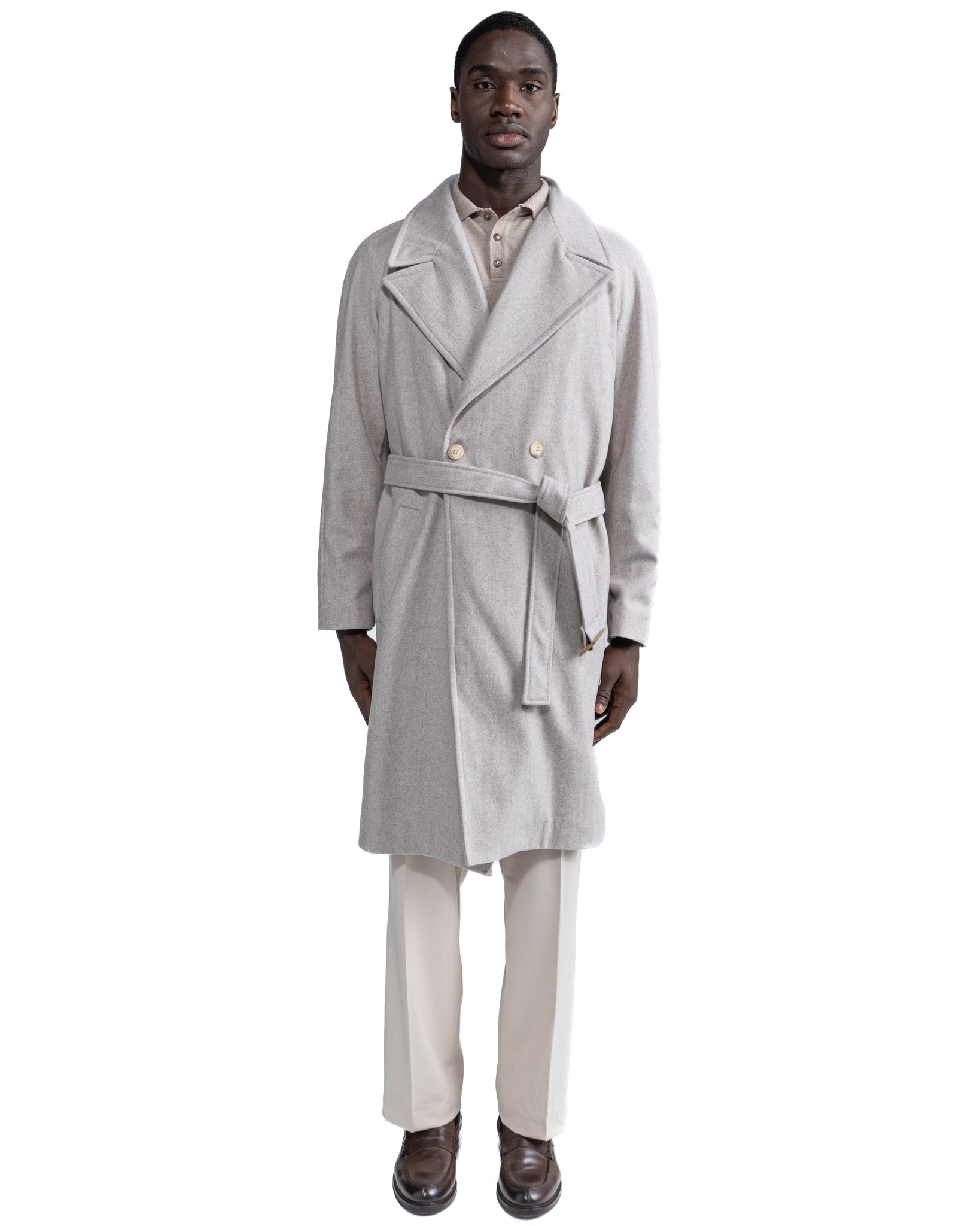 Cappotto lungo Freud in flanella grigio