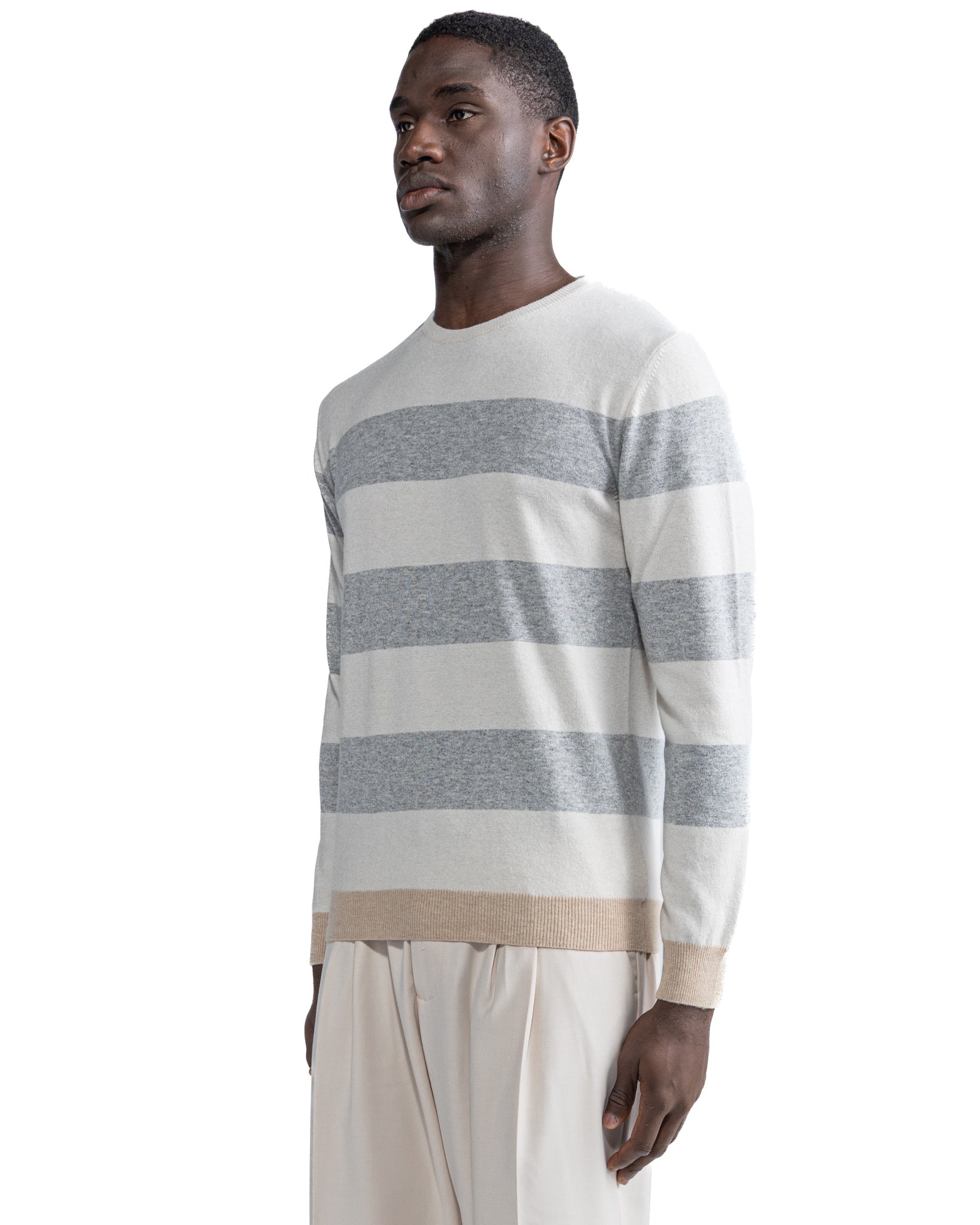 Lens Diamond Crewneck in Grey Cashmere Blend