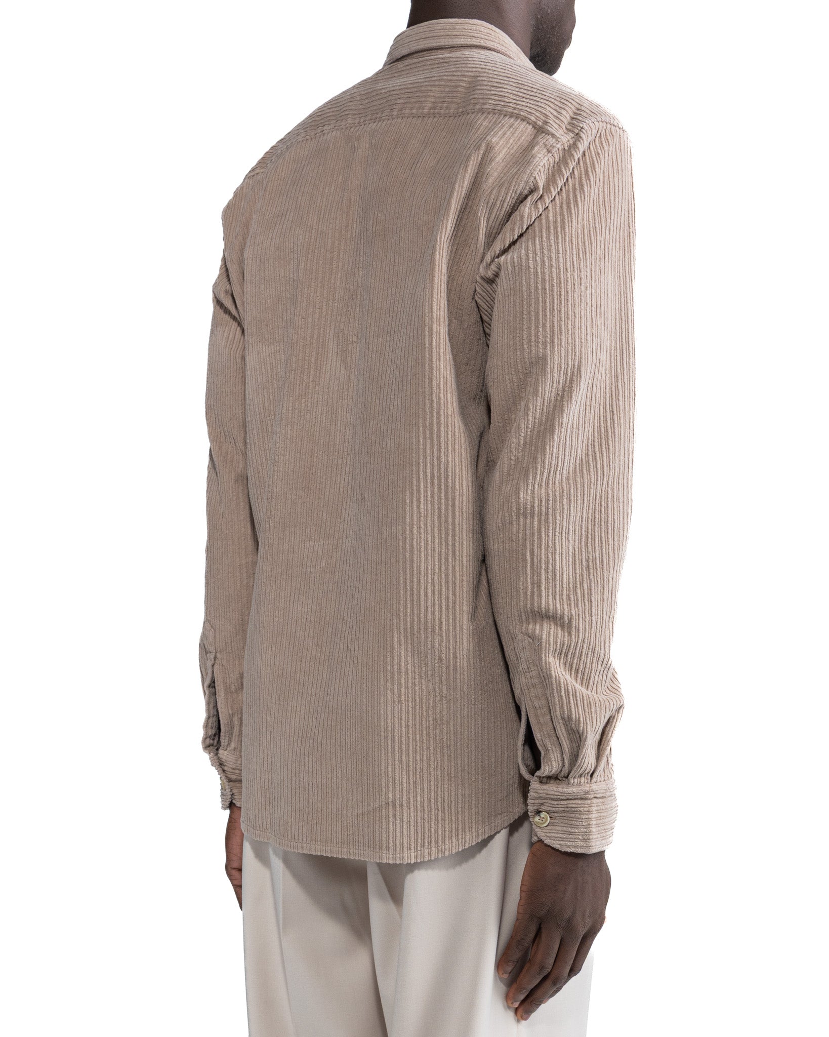 Chemise en velours beige Atlantis