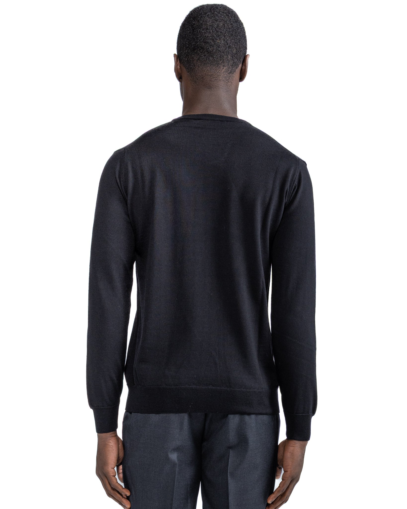 Furore crewneck in black Tollegno merino wool