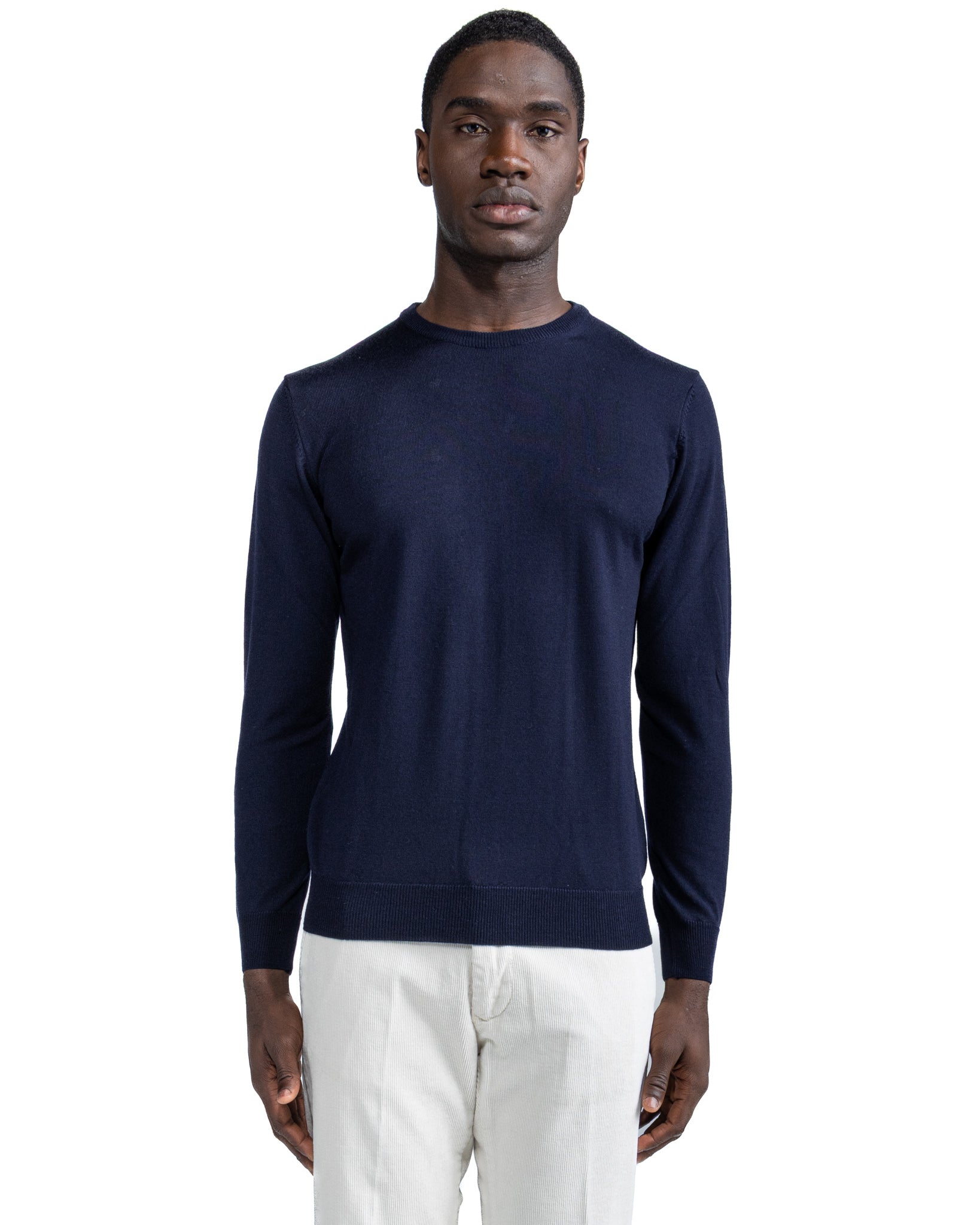 Furore crewneck in merino wool Tollegno blue