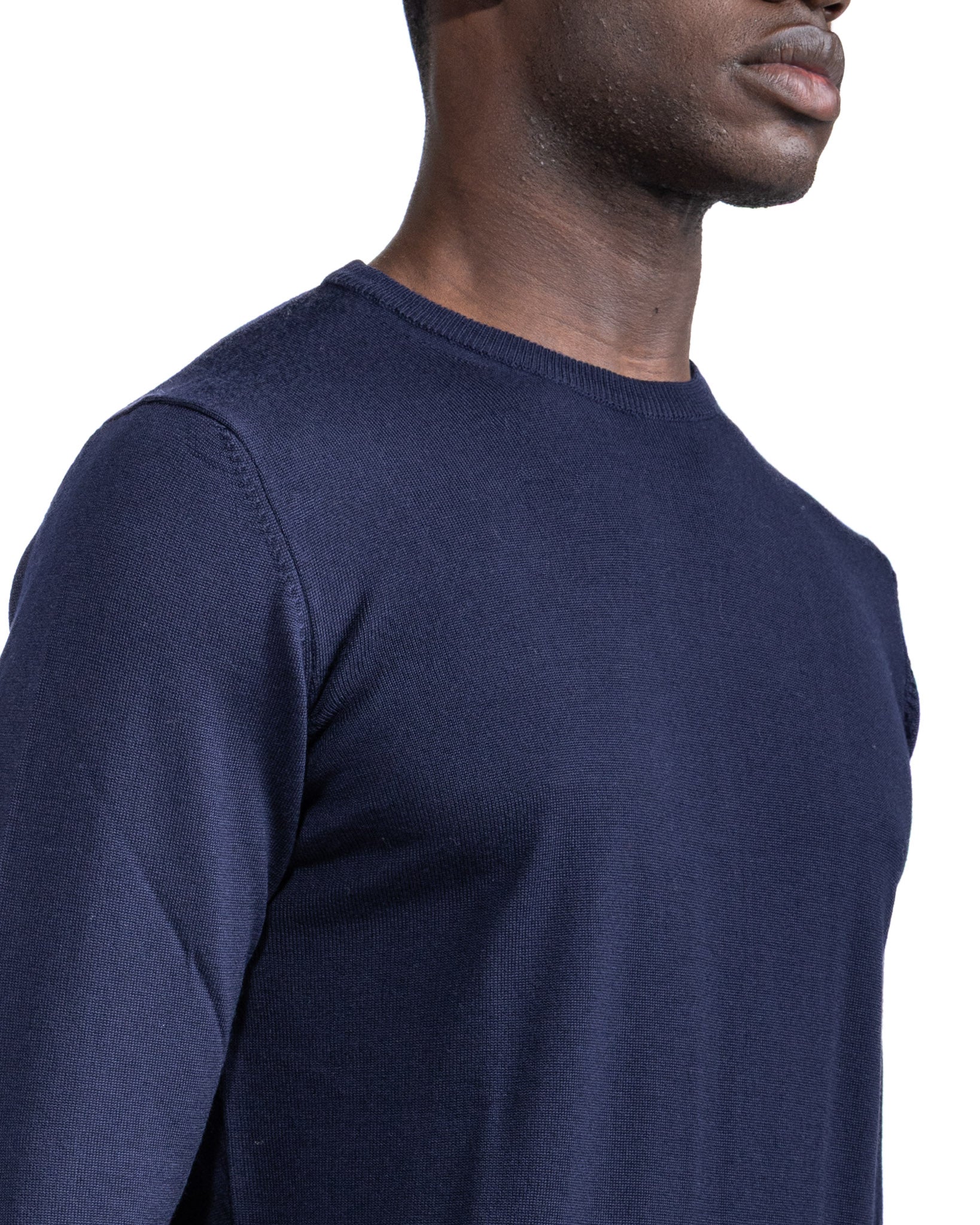 Furore crewneck in merino wool Tollegno blue