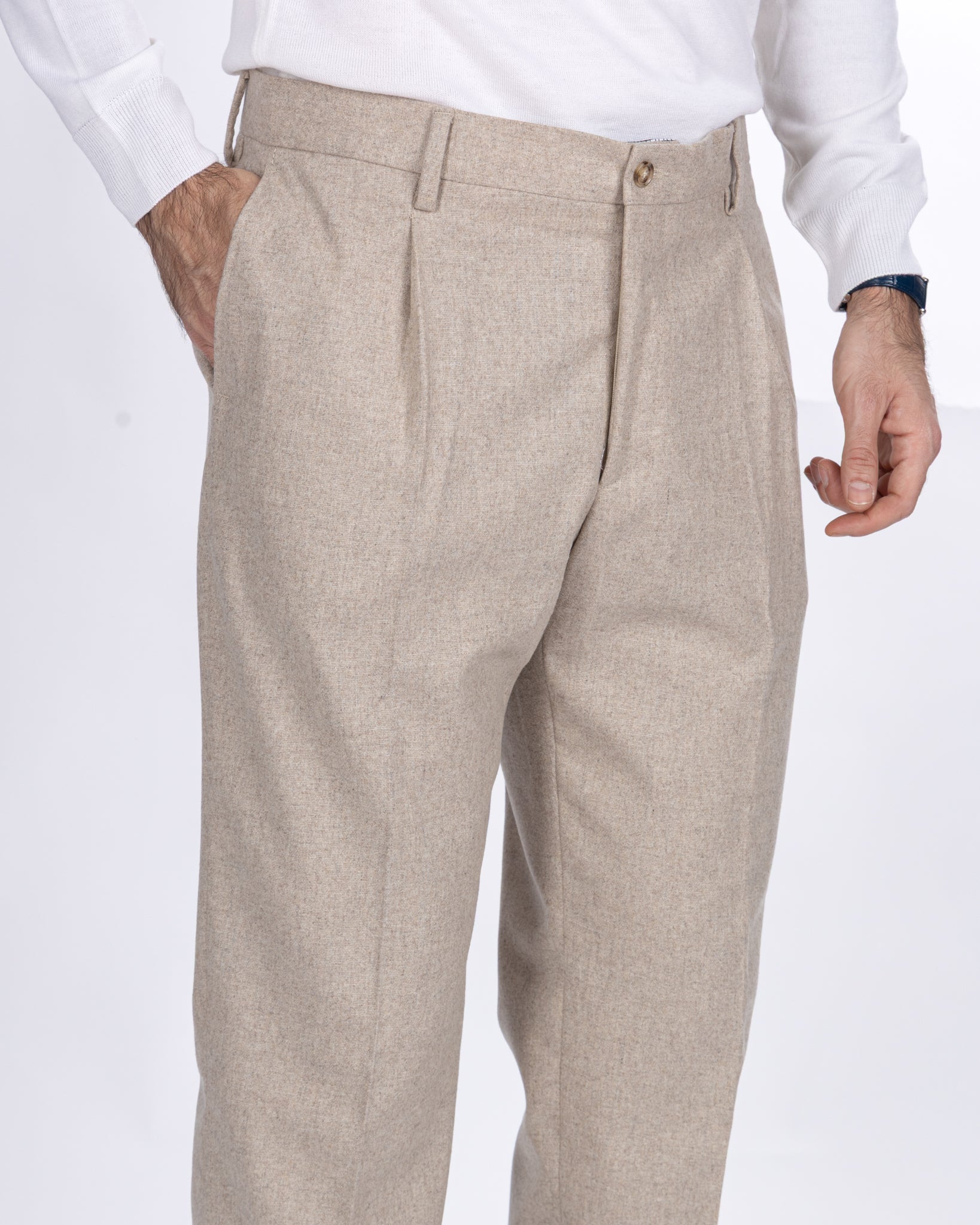 Nikon Beige Flannel Trousers