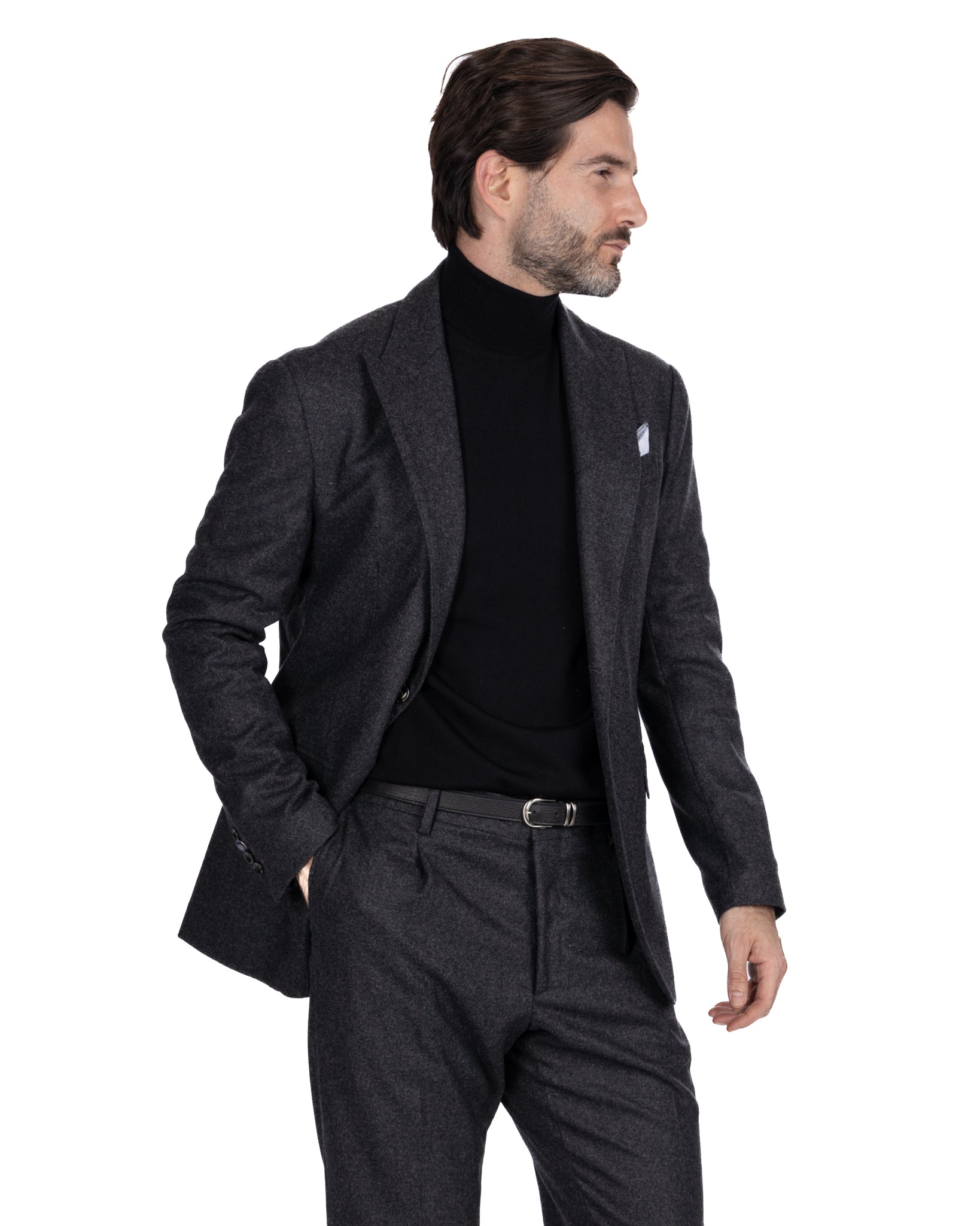 Olympus dress in anthracite flannel