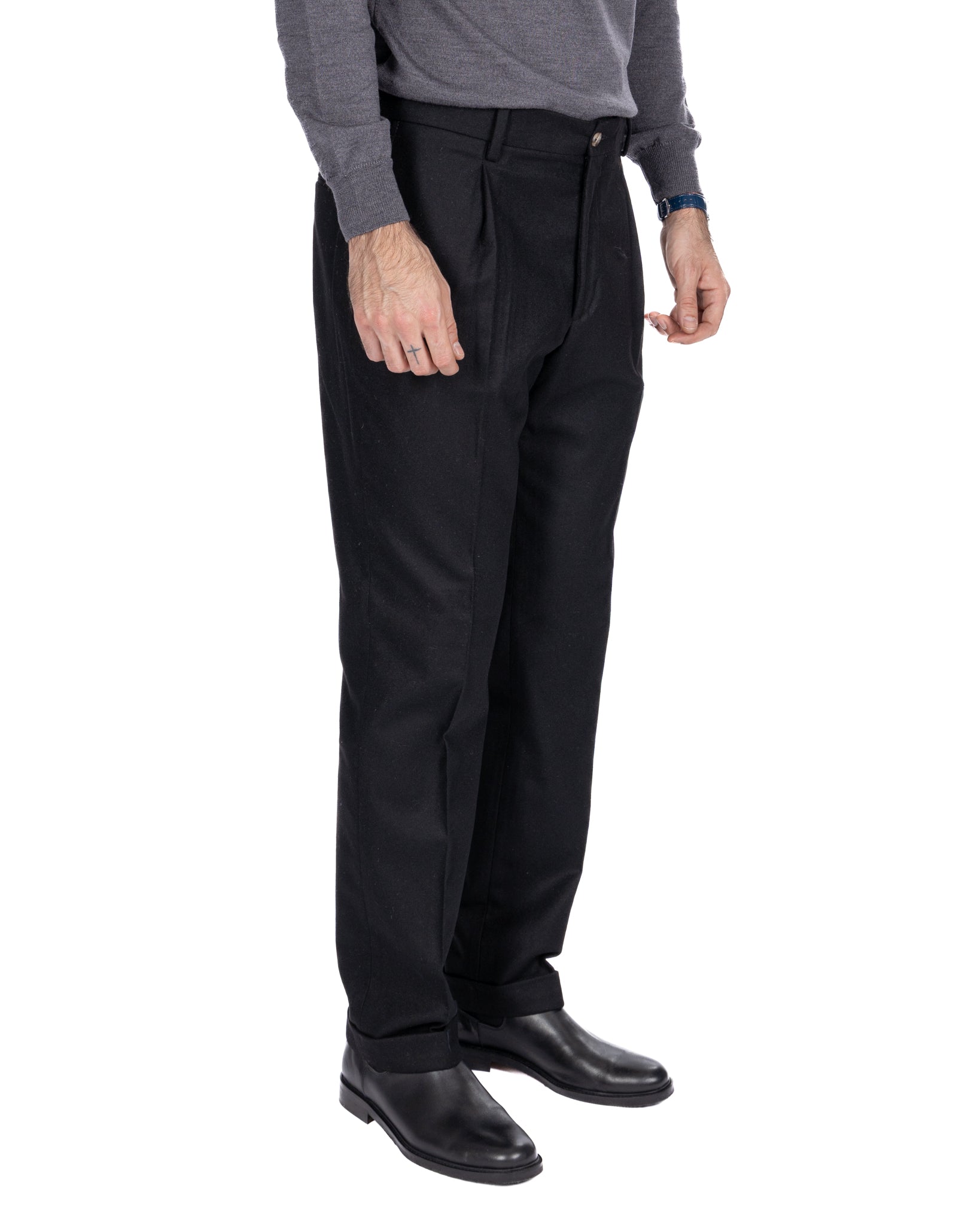 Nikon Black Flannel Trousers