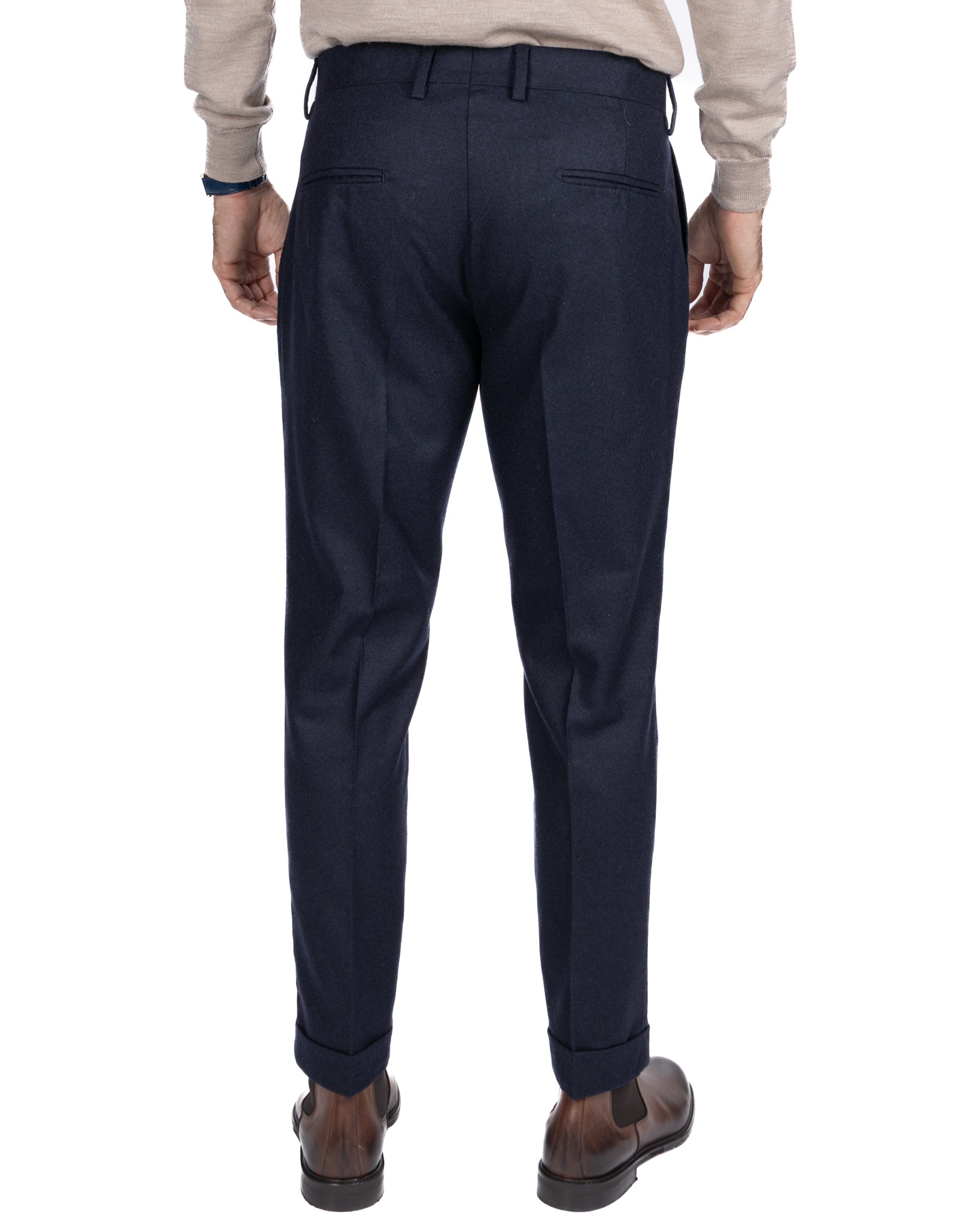 Pantalone con fascia Leica in flanella blu
