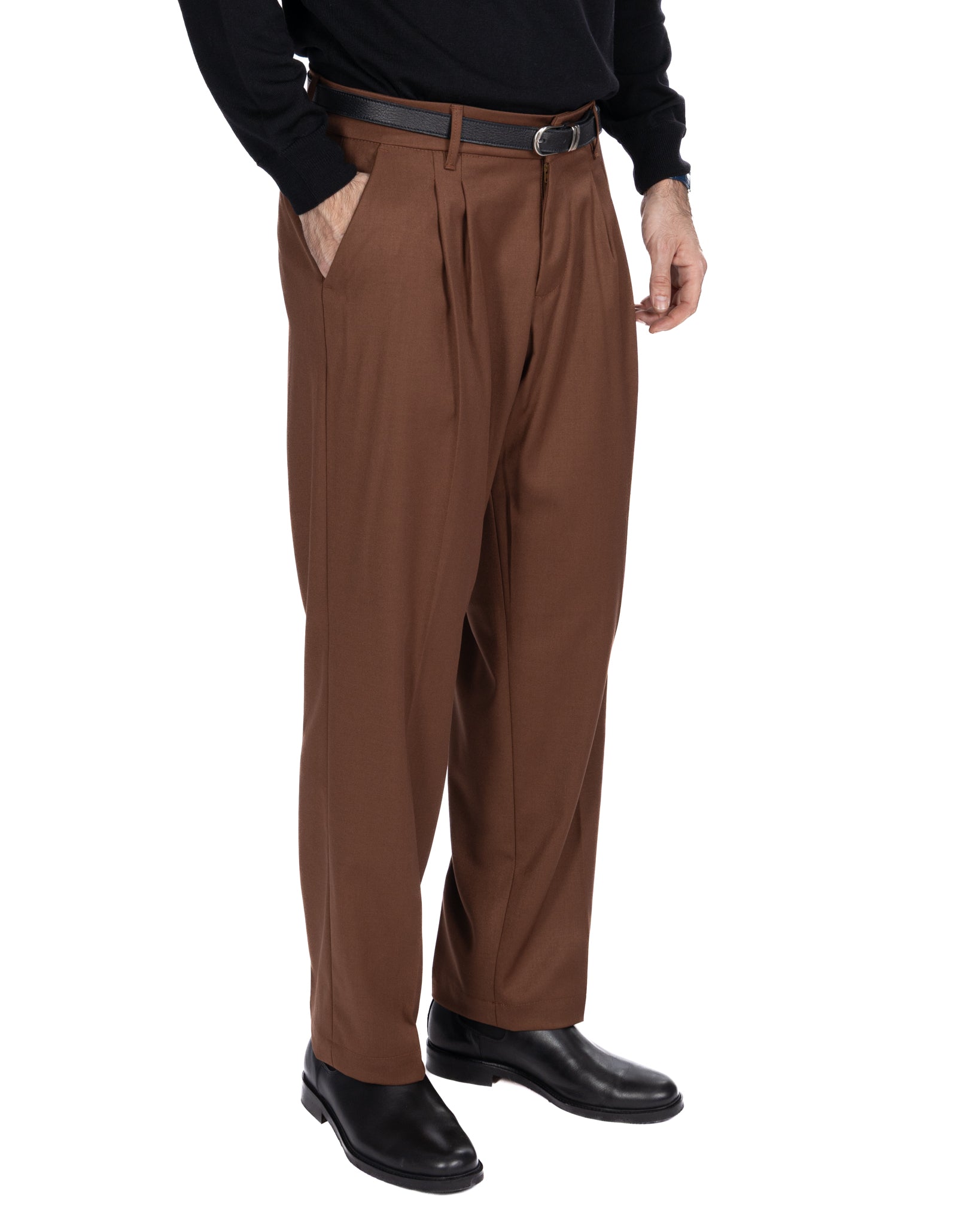 Kevin tobacco wide trousers