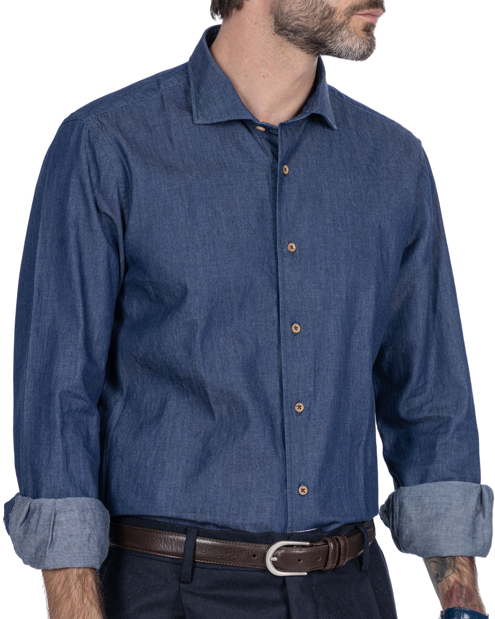 Mark zero wash denim shirt