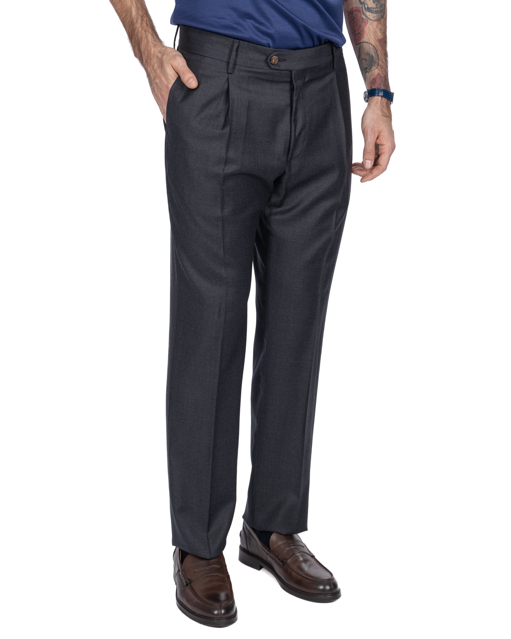 Staten wool trousers Canonico anthracite