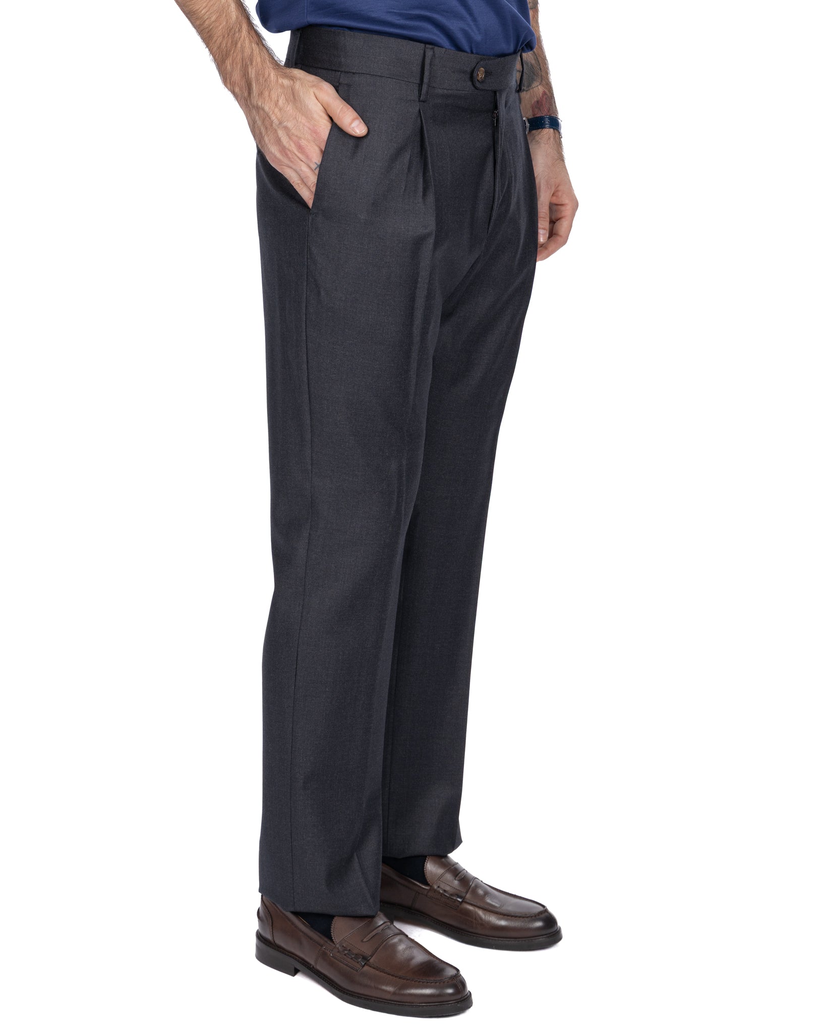 Pantalon Staten en laine Canonico anthracite