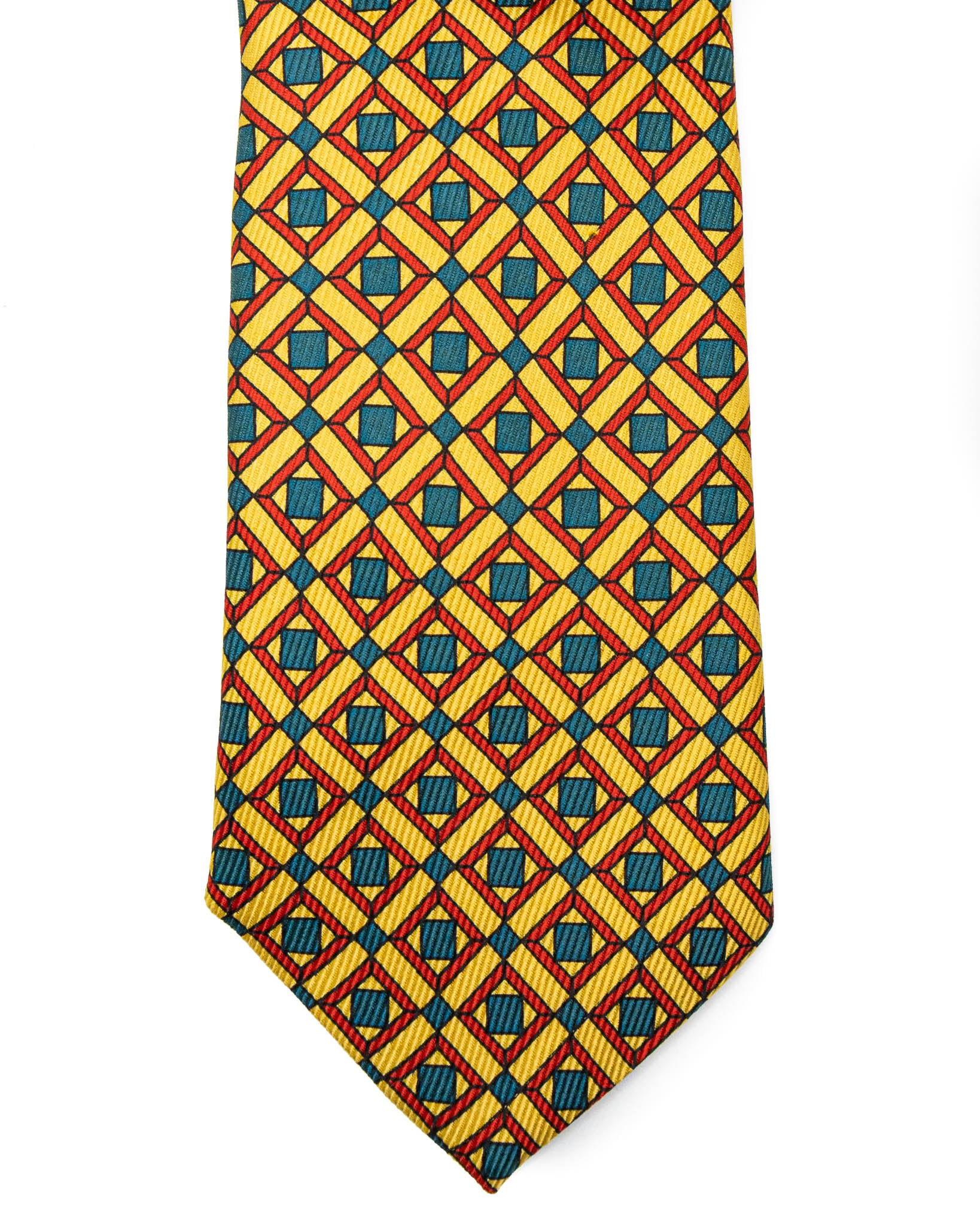 Vintage patterned yellow silk tie