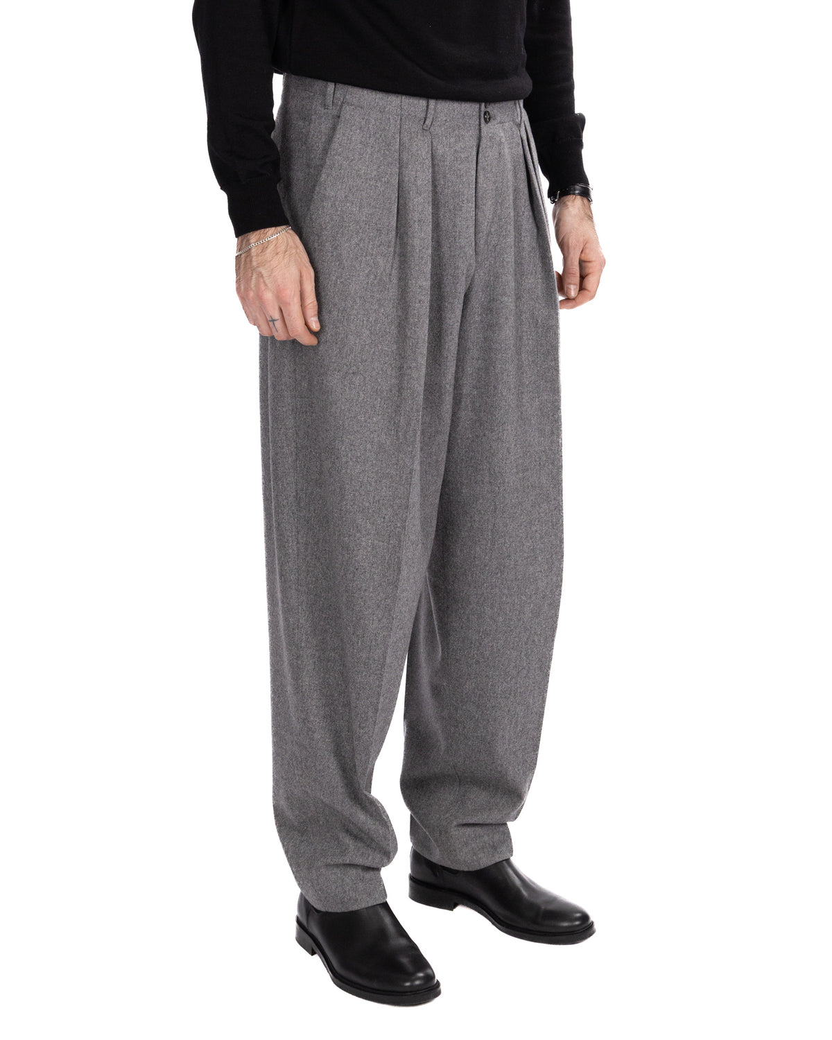 Pantalone Over in flanella Canonico grigio