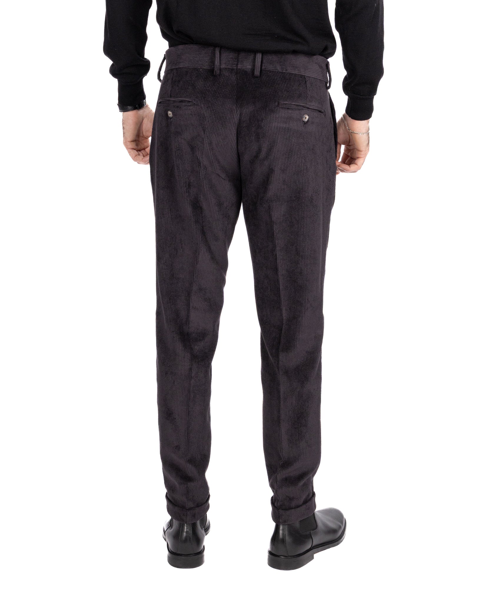 Pantalone James in velluto nero