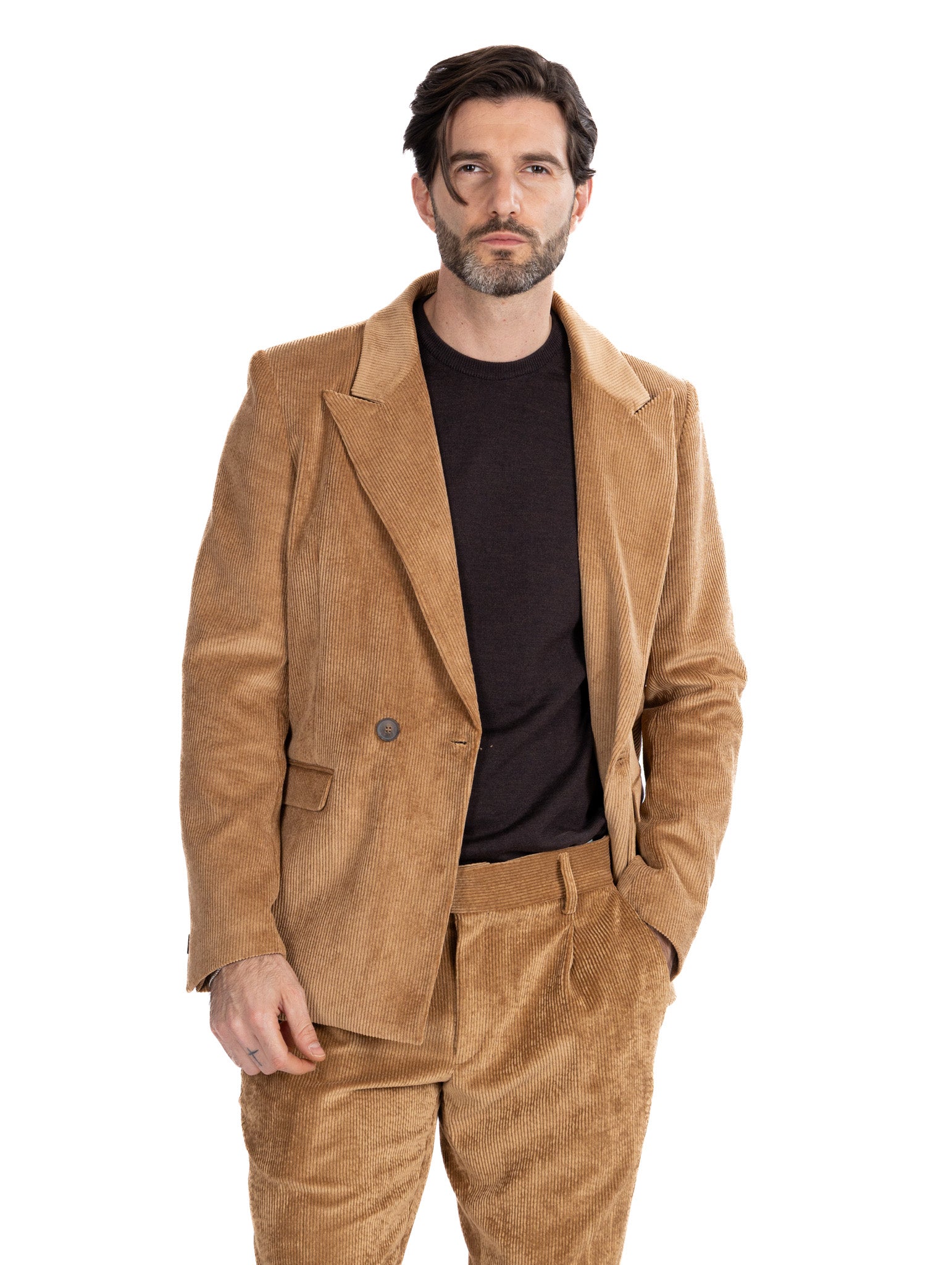 Giacca Bond in velluto cammello