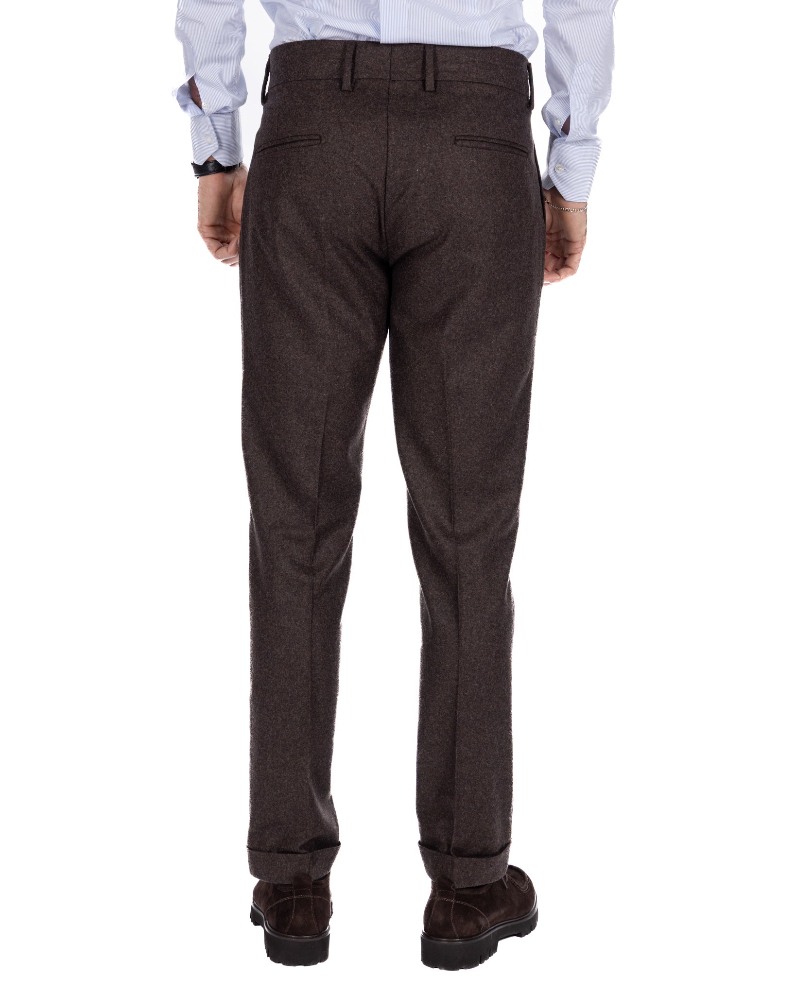 Pantalone Canon in flanella testa di moro