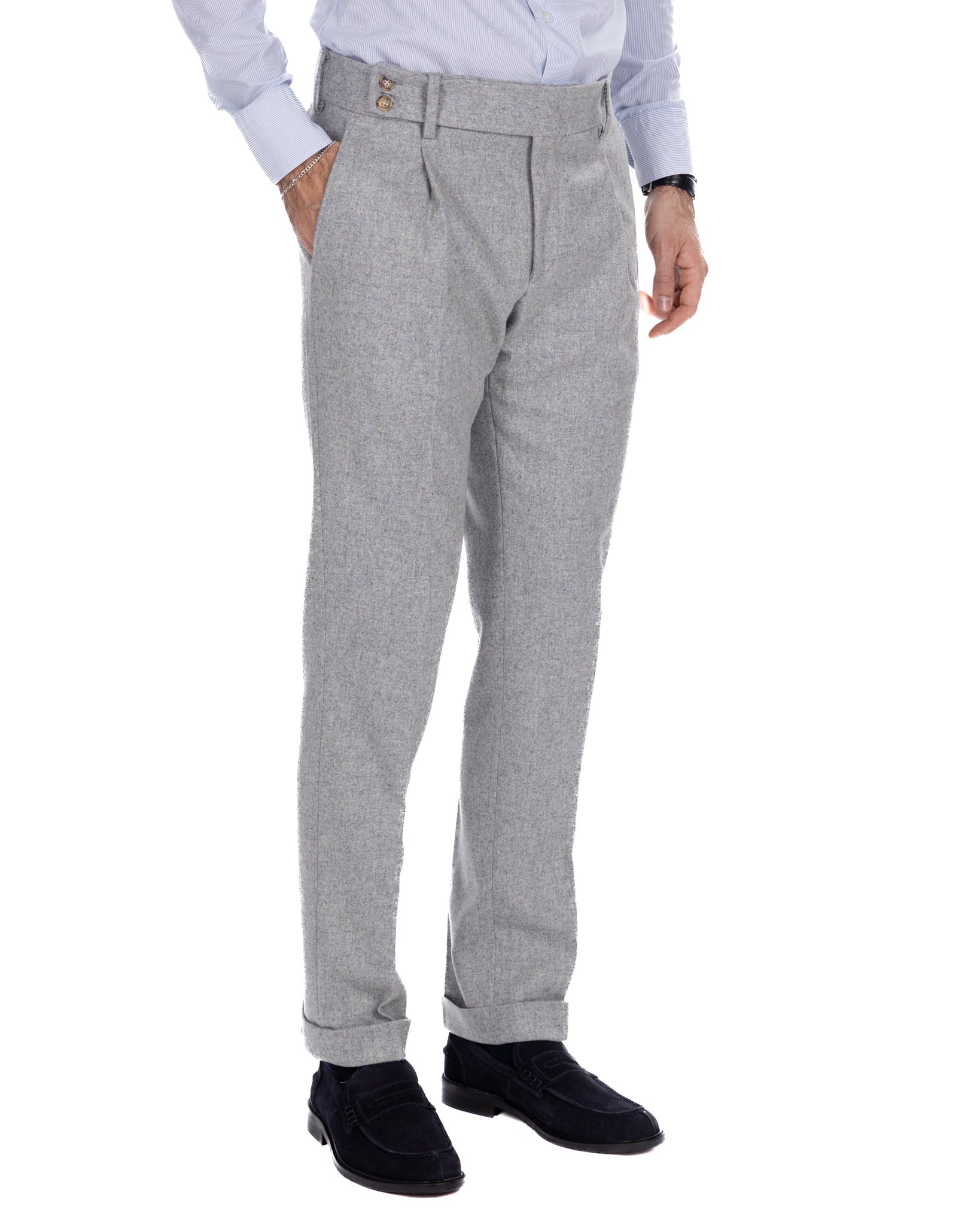 Pantalón Canon de franela gris claro