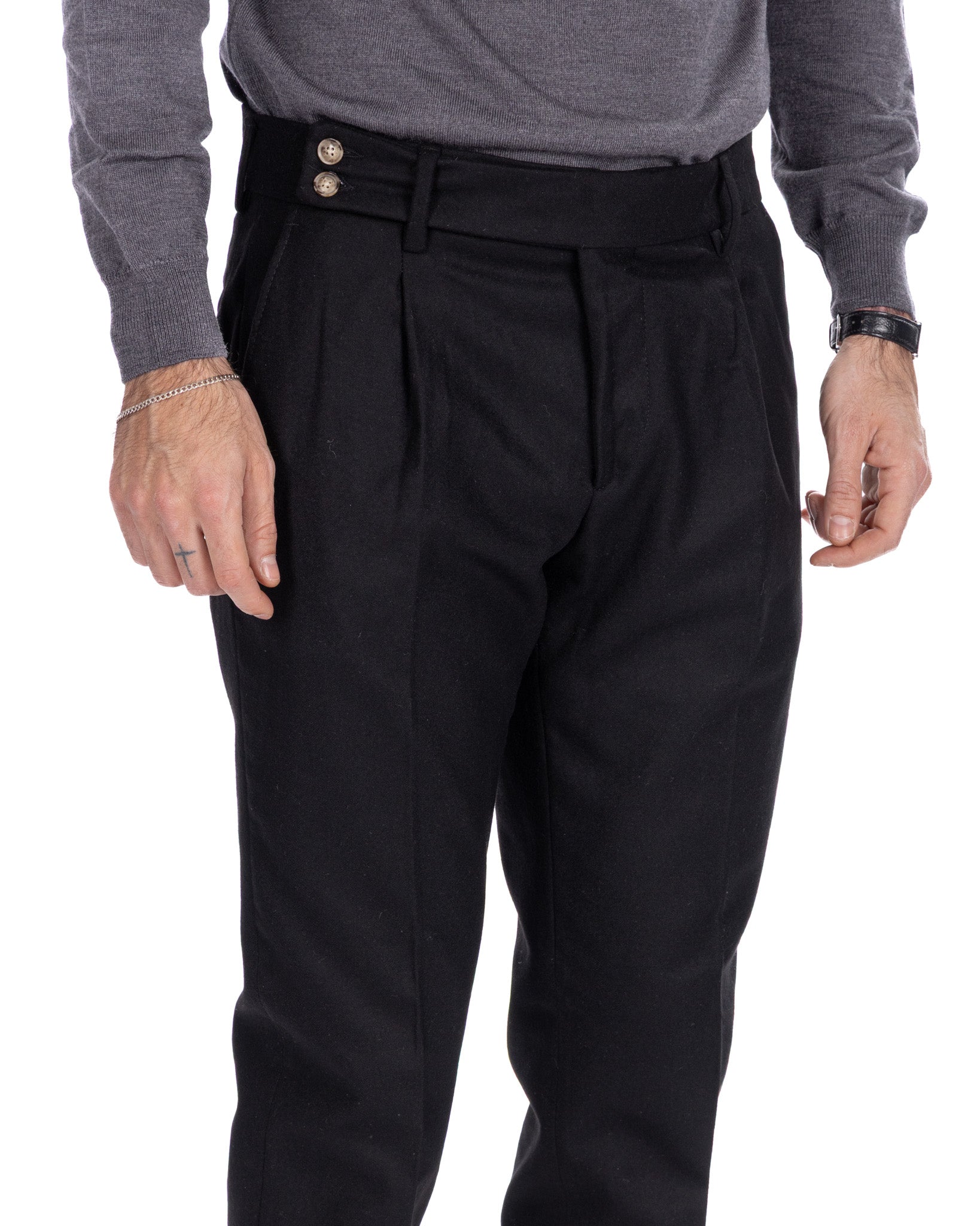 Pantalone Canon in flanella nero