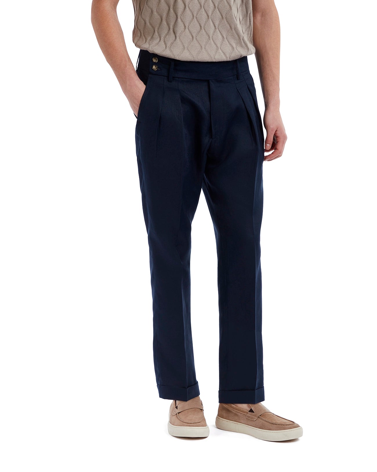 Cargese trousers in pure blue linen