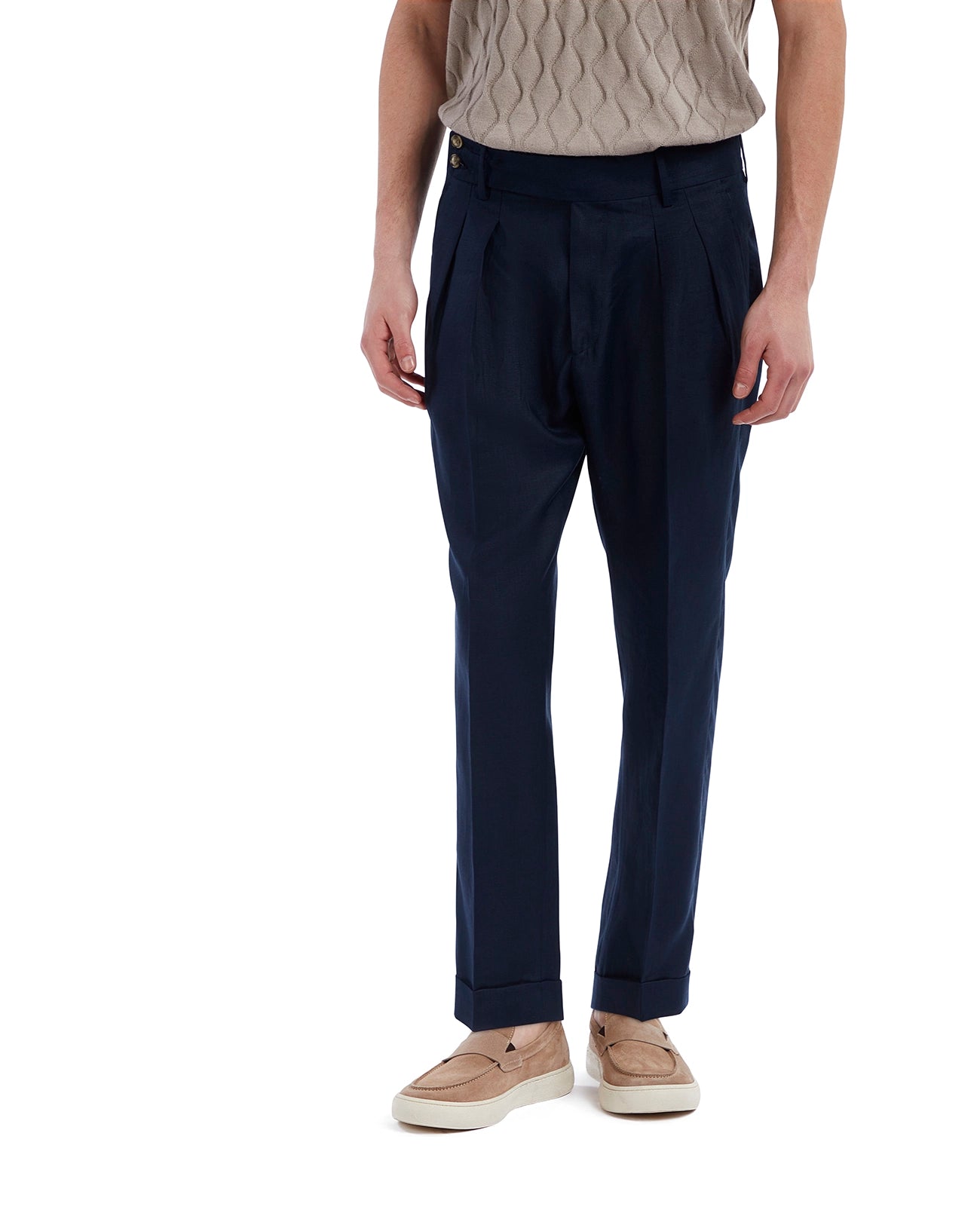 Cargese trousers in pure blue linen