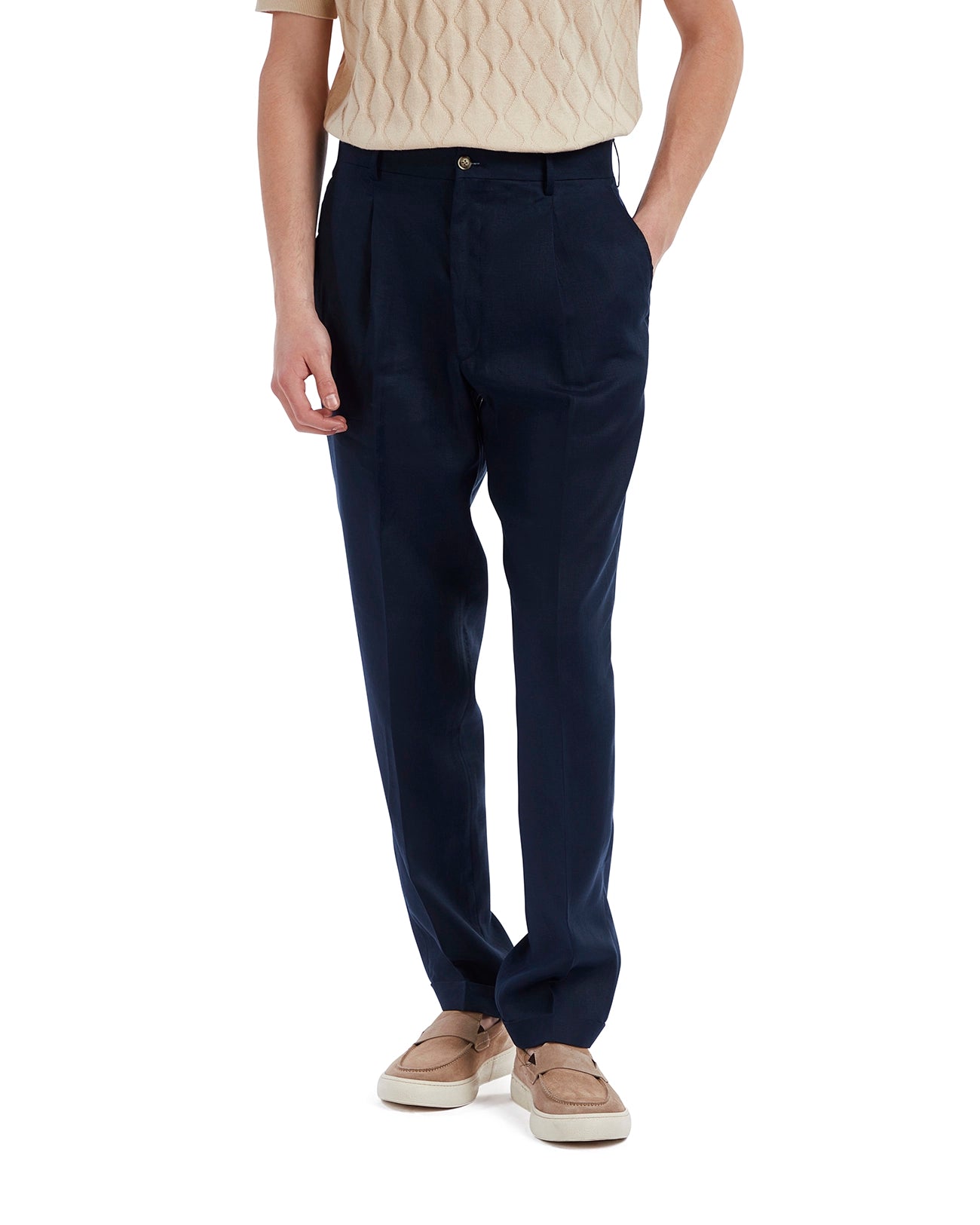 Pantalone Piana in puro lino blu