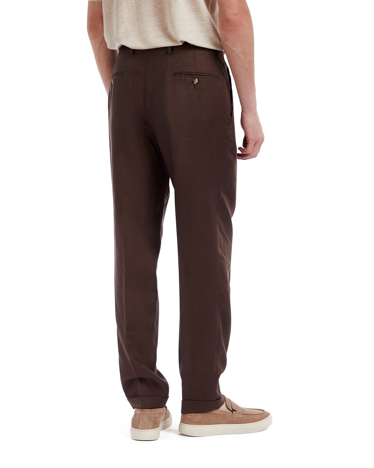 Piana trousers in pure dark brown linen