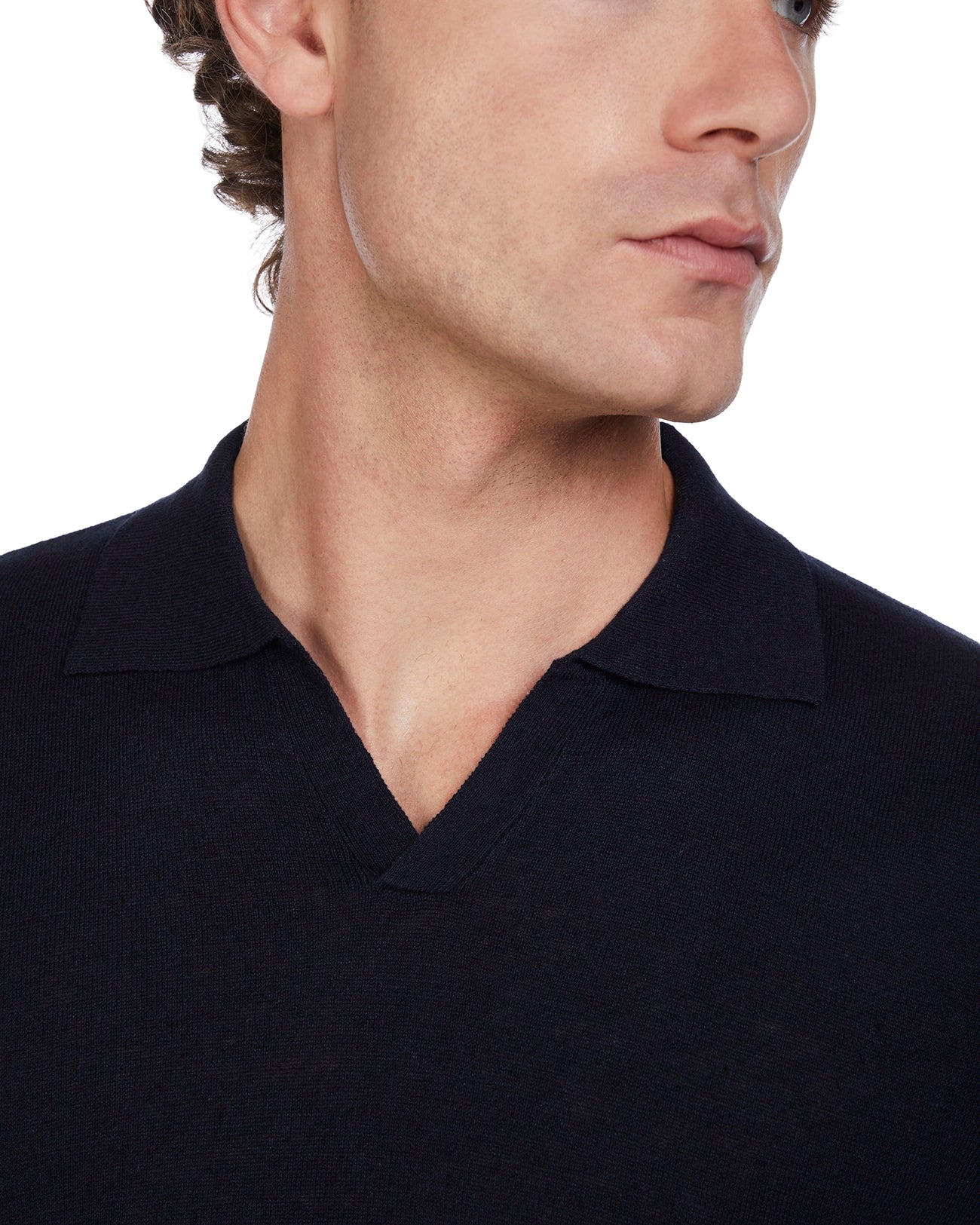Bandol polo shirt in blue linen and cotton