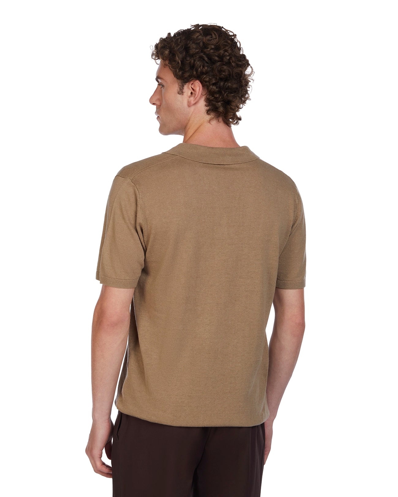 Bandol polo shirt in linen and cotton mud