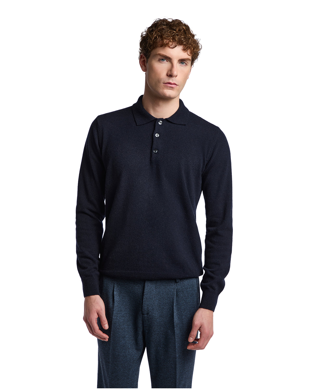 Polo Tiger de mezcla de cachemir azul