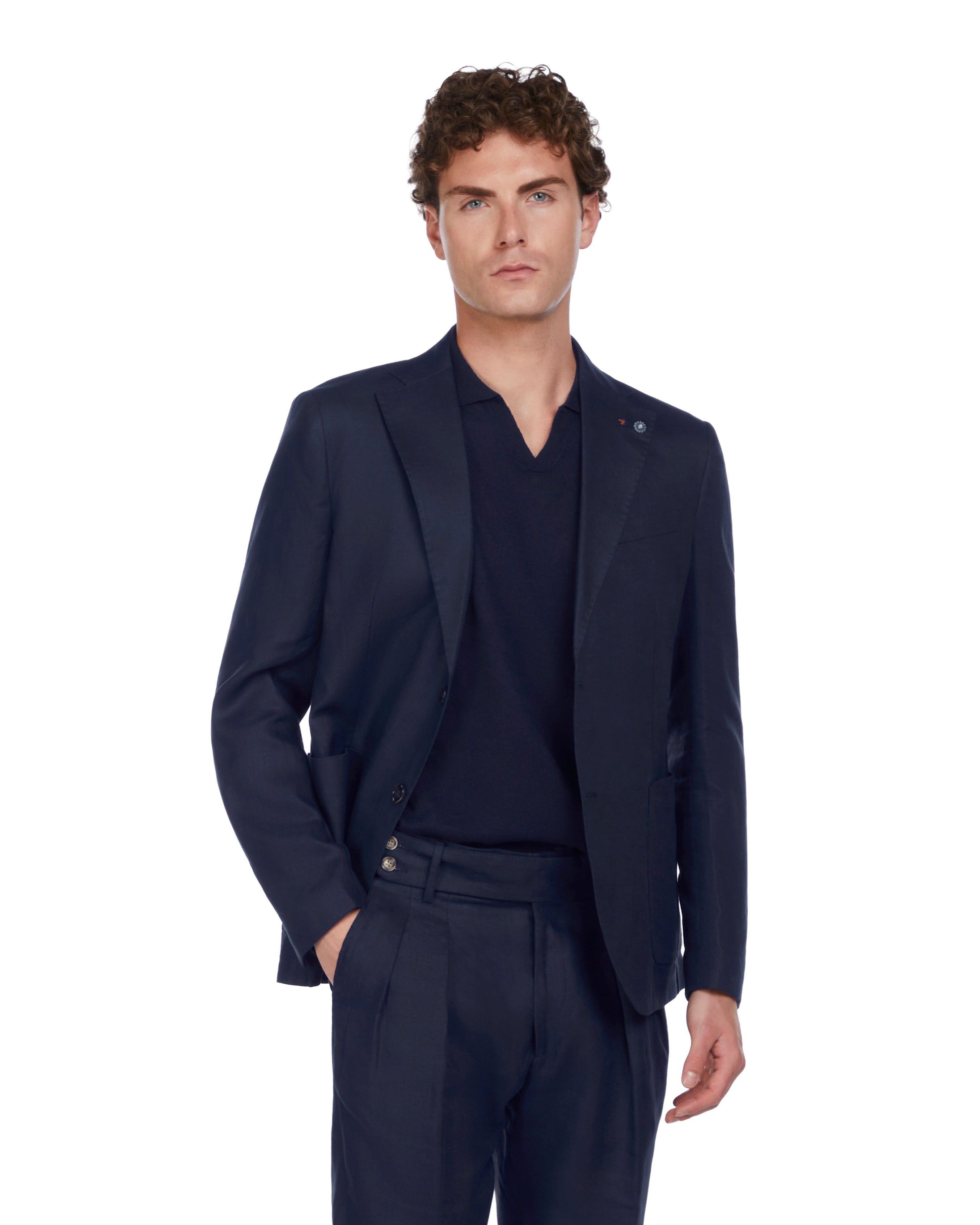 Giacca Rasiglia in puro lino blu