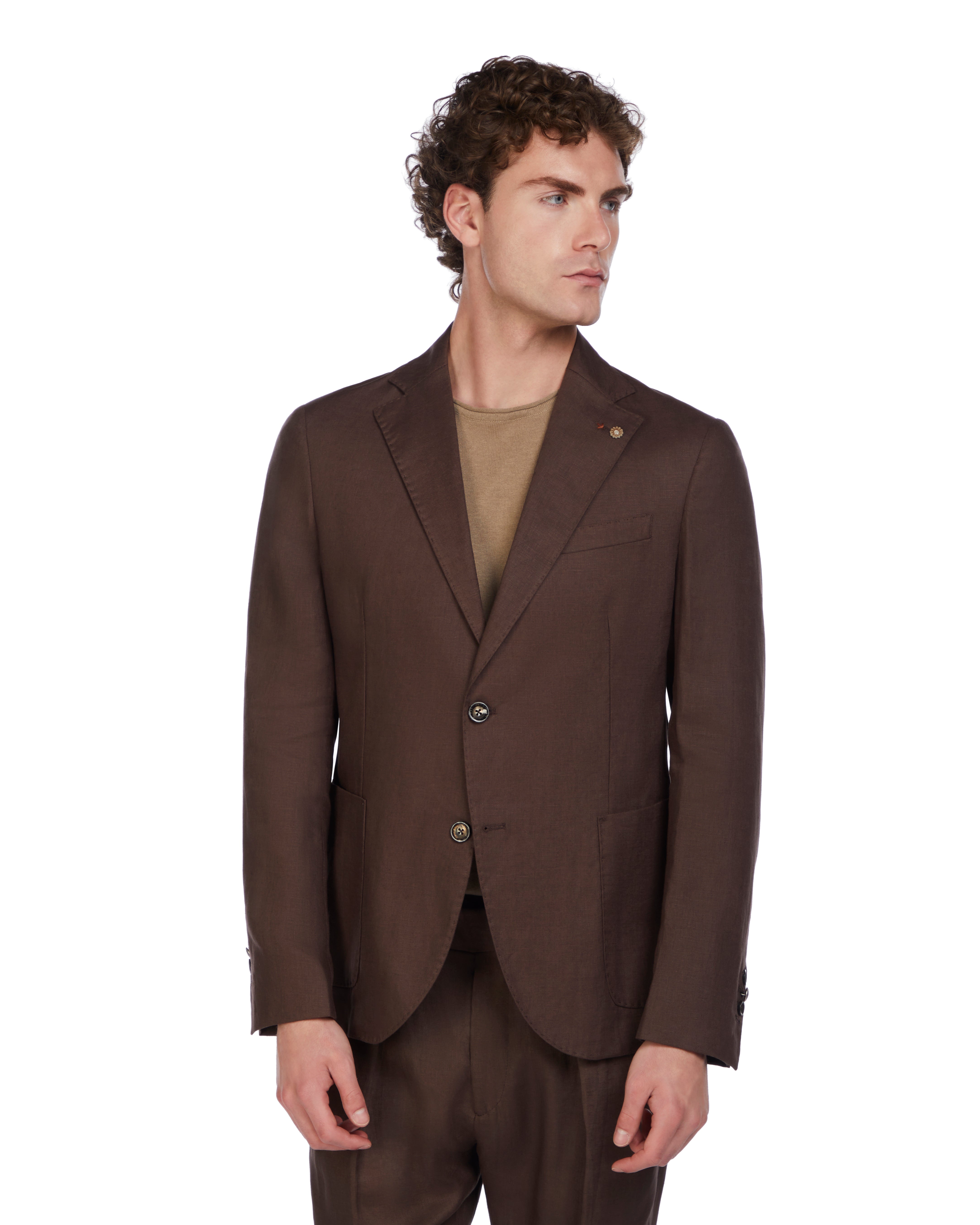 Narni jacket in pure dark brown linen