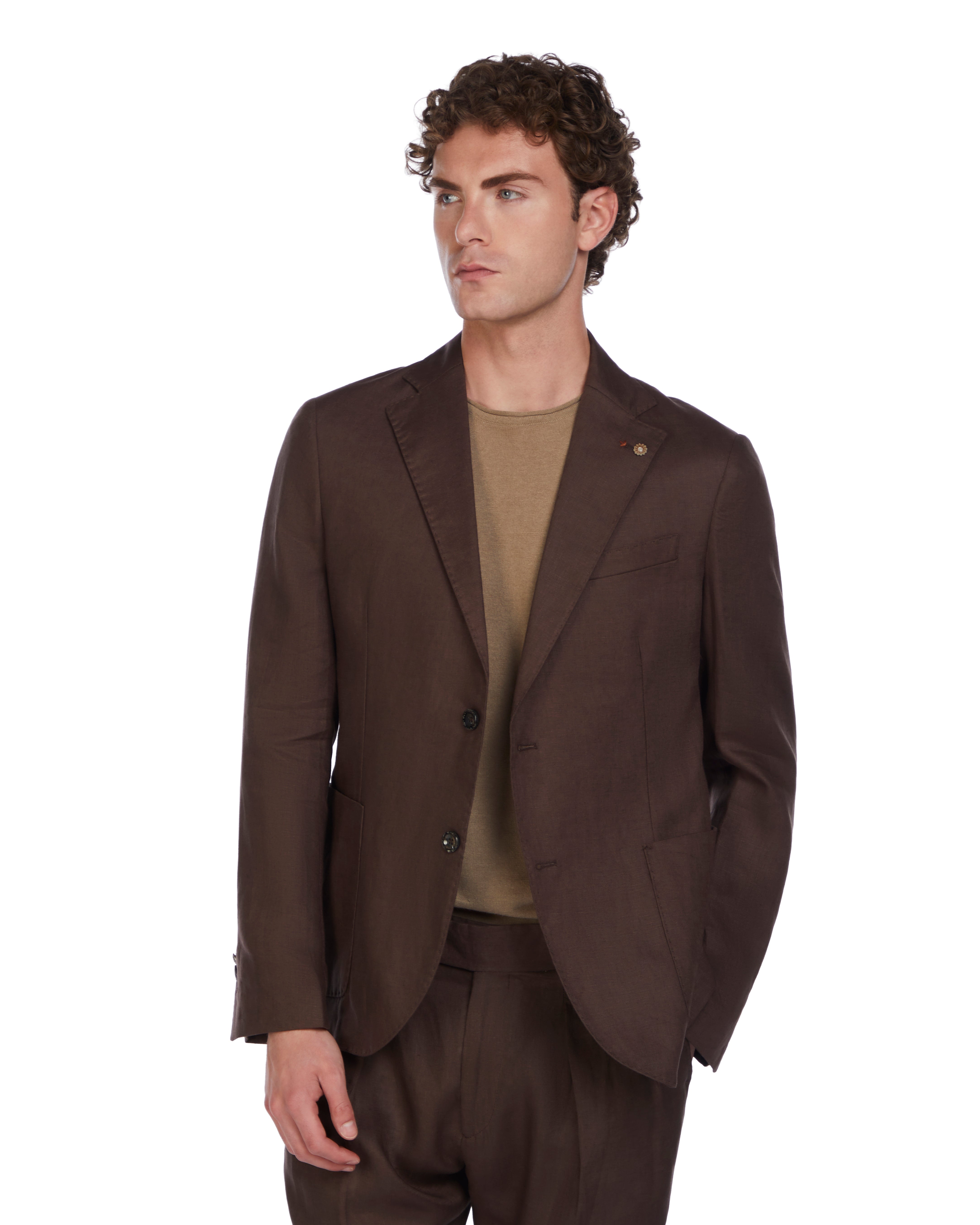 Chaqueta Narni de lino puro marrón oscuro