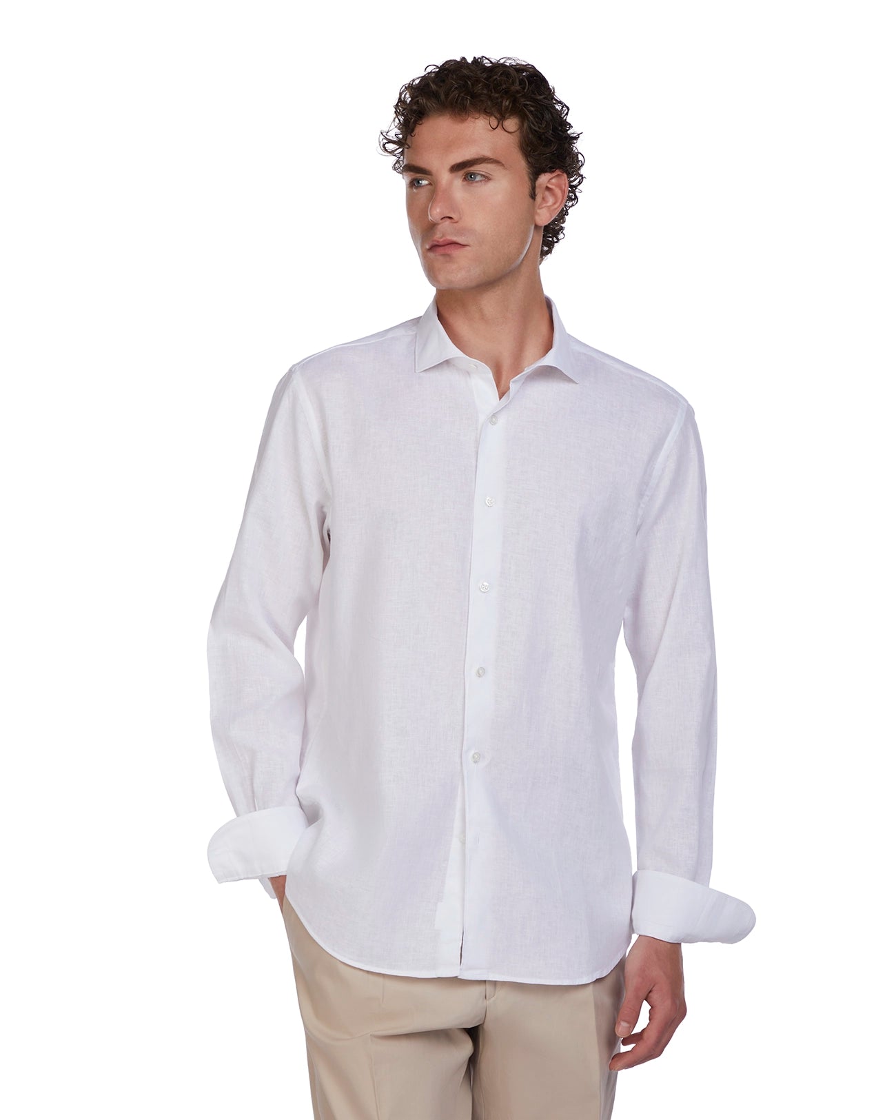 Camicia Rennes in lino e cotone bianca