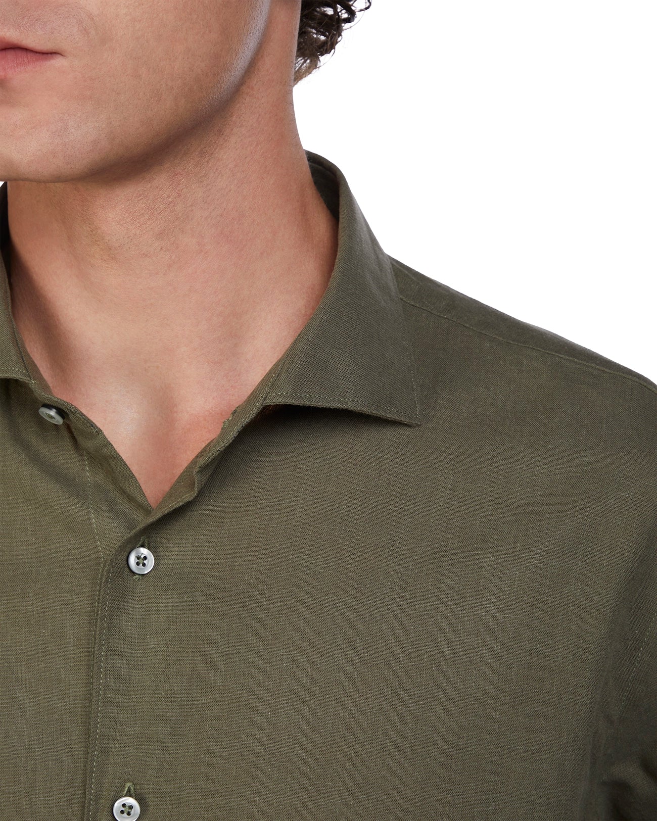 Rennes shirt in linen and military cotton