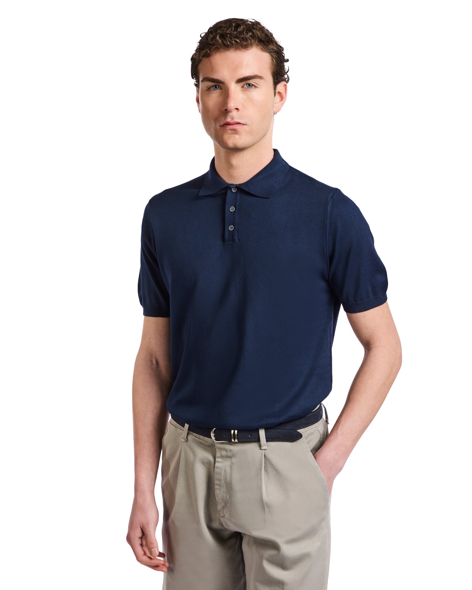 Roger Polo en maille bleue