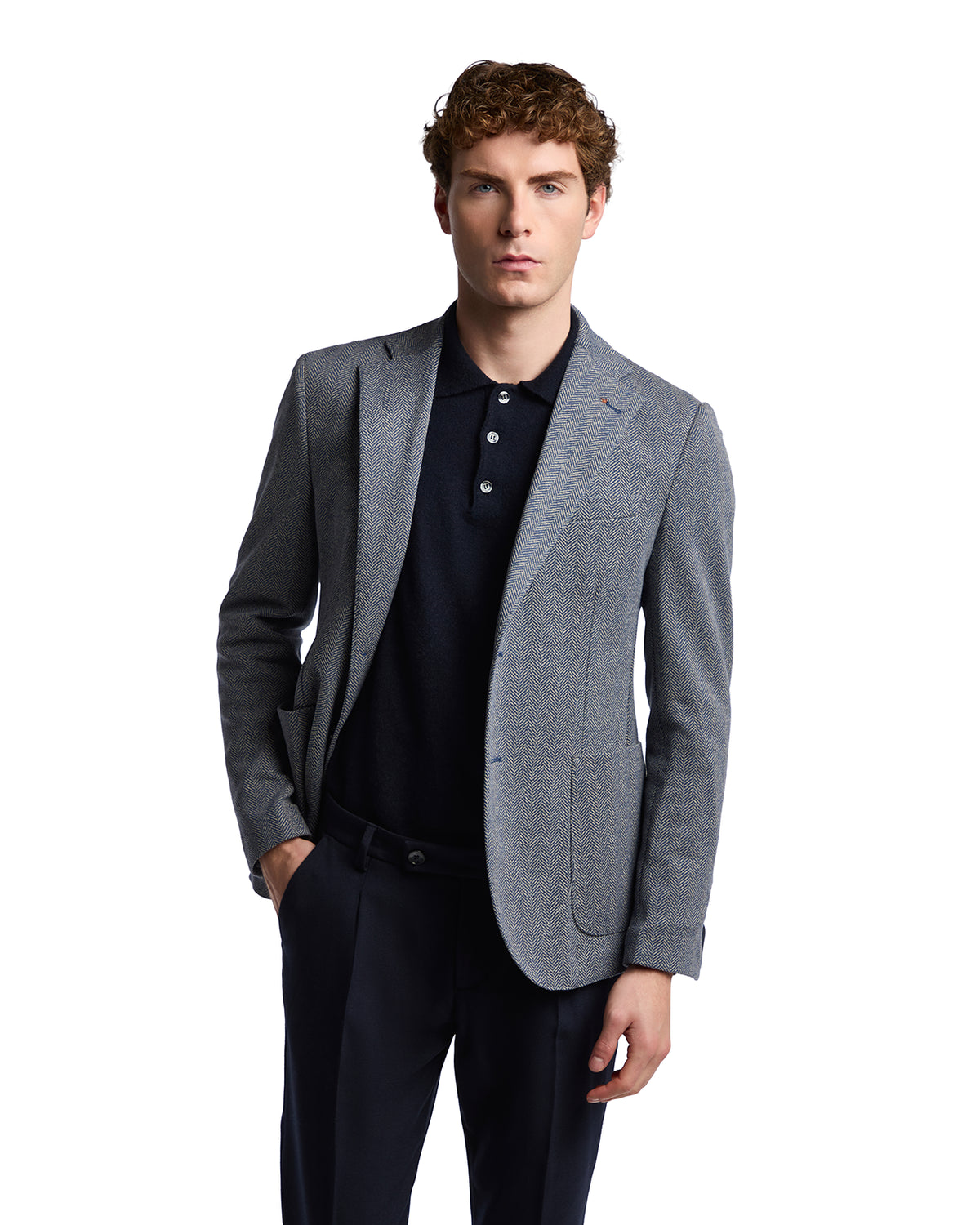 Blue herringbone Ruins jacket