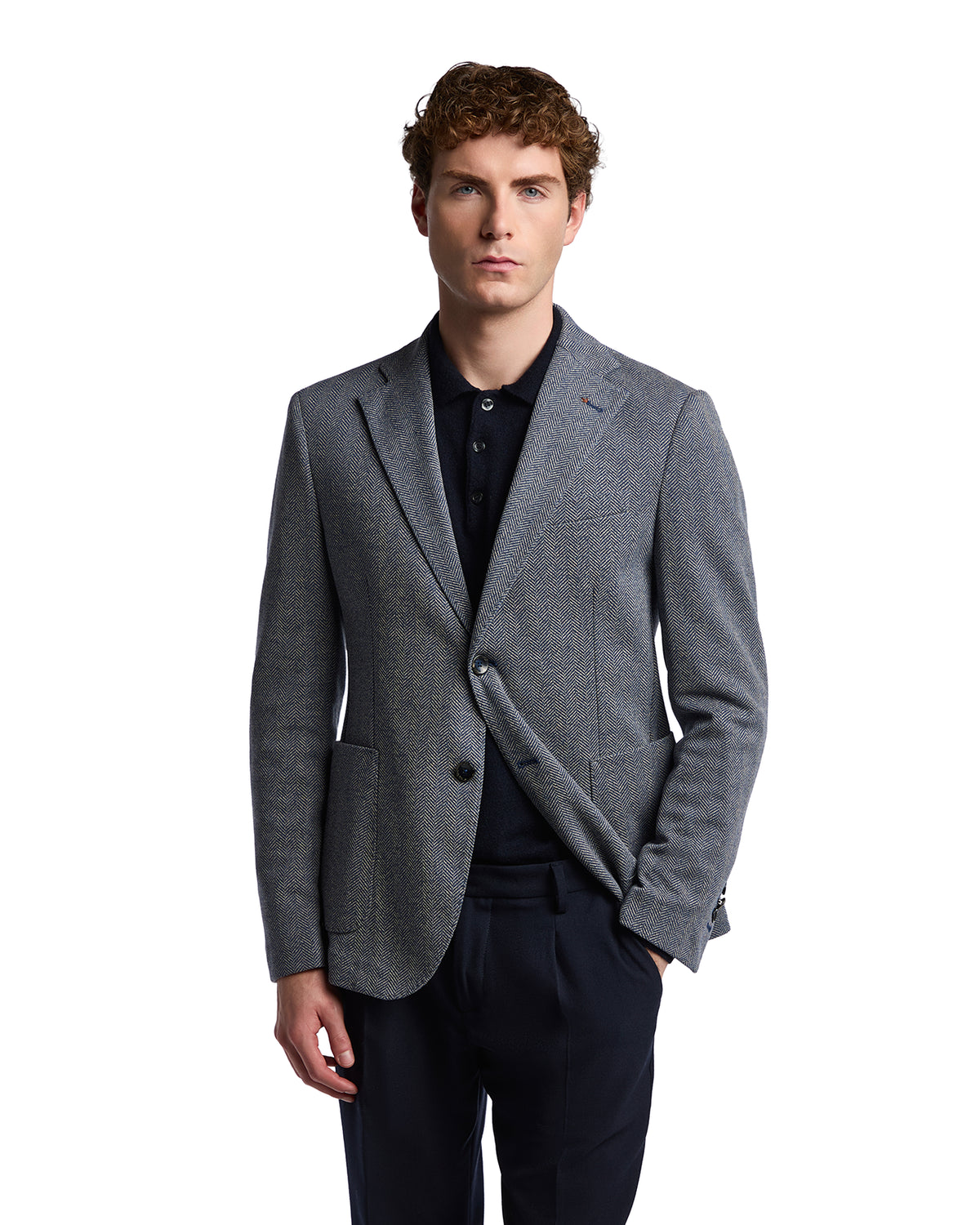 Blue herringbone Ruins jacket