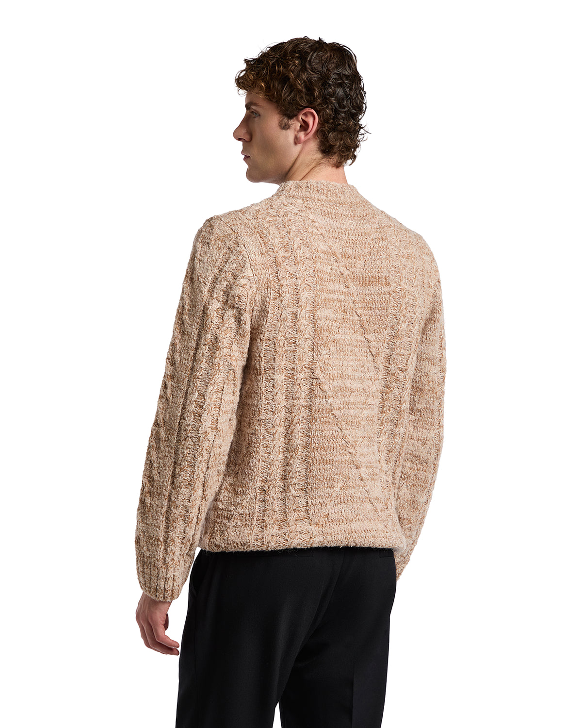 Oversized-Rundhalspullover Astro in Beige