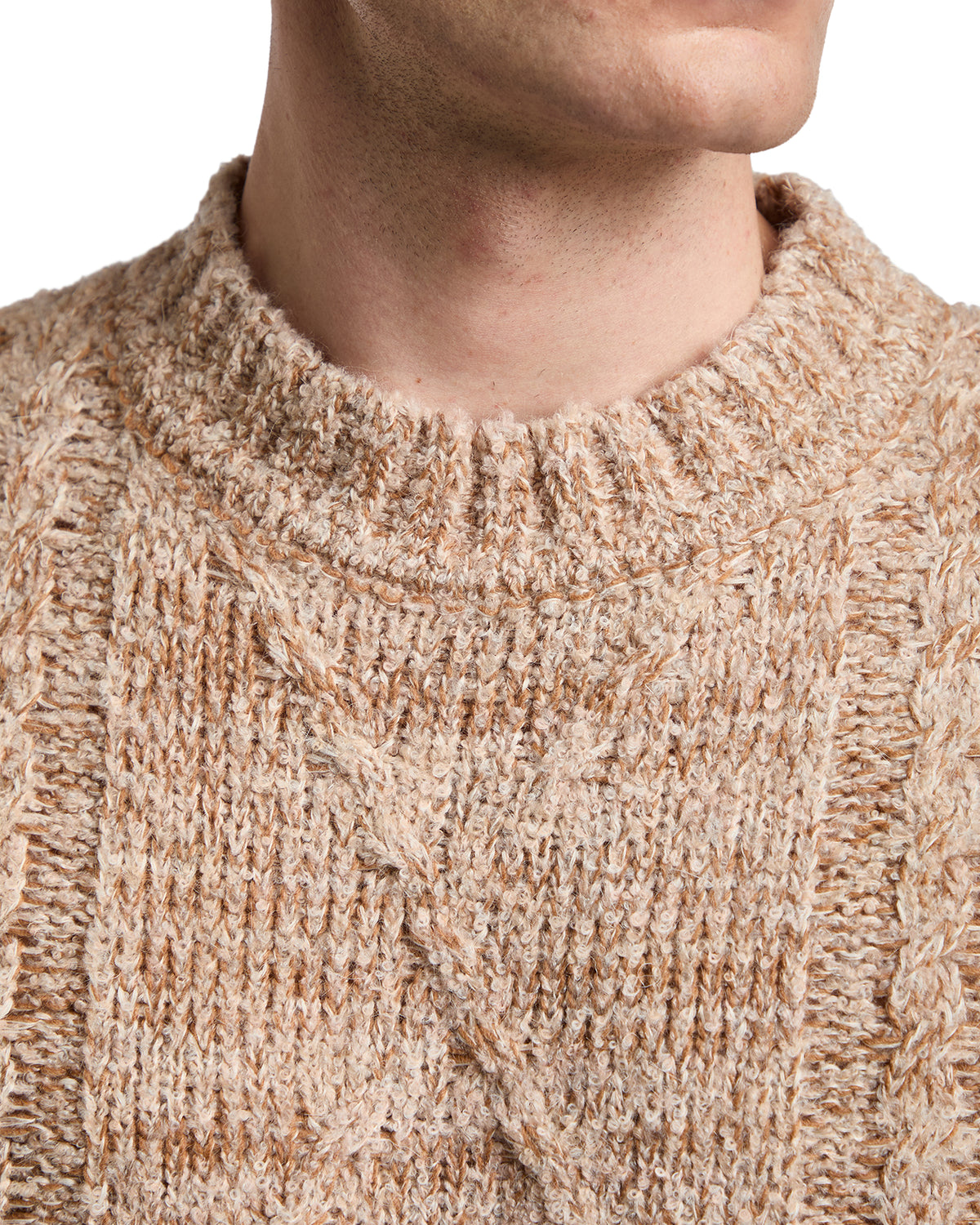 Oversized-Rundhalspullover Astro in Beige