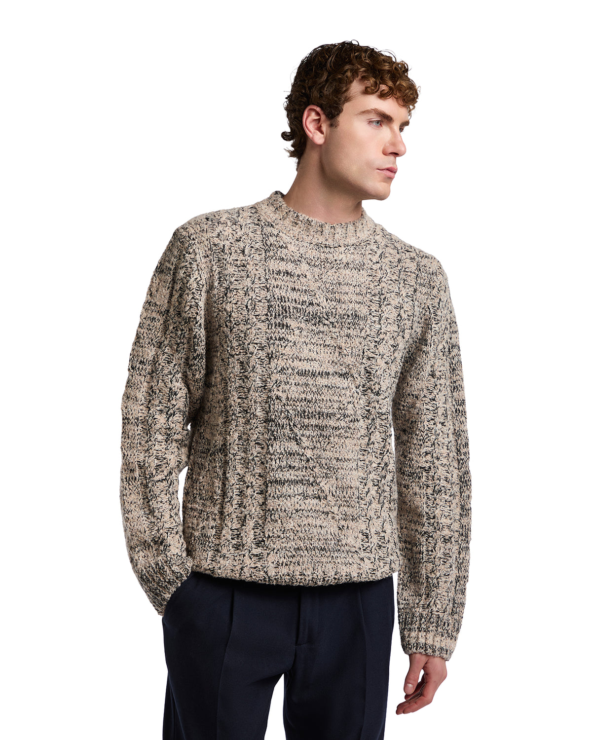 Schwarzer Astro-Pullover mit Rundhalsausschnitt