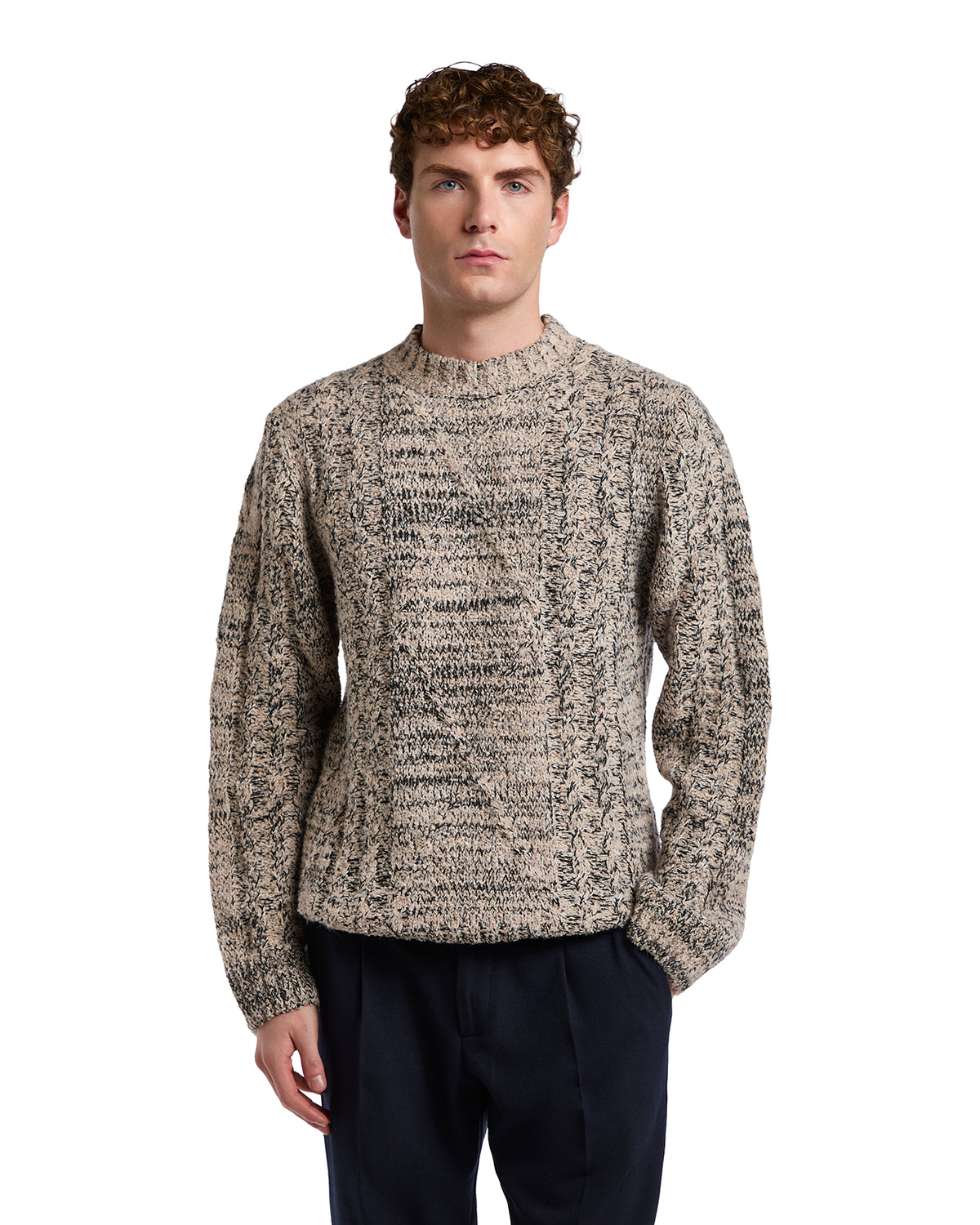 Schwarzer Astro-Pullover mit Rundhalsausschnitt
