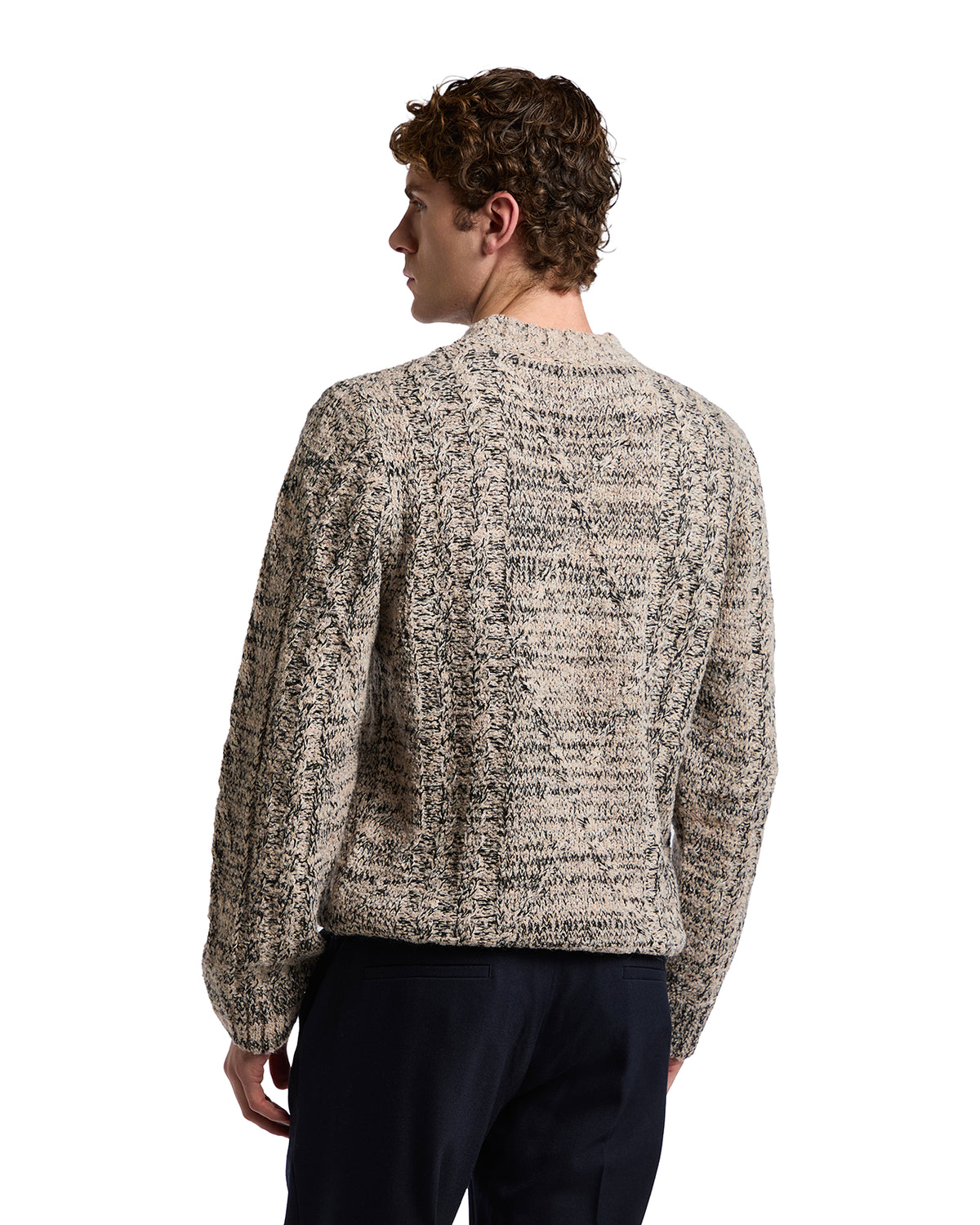 Schwarzer Astro-Pullover mit Rundhalsausschnitt