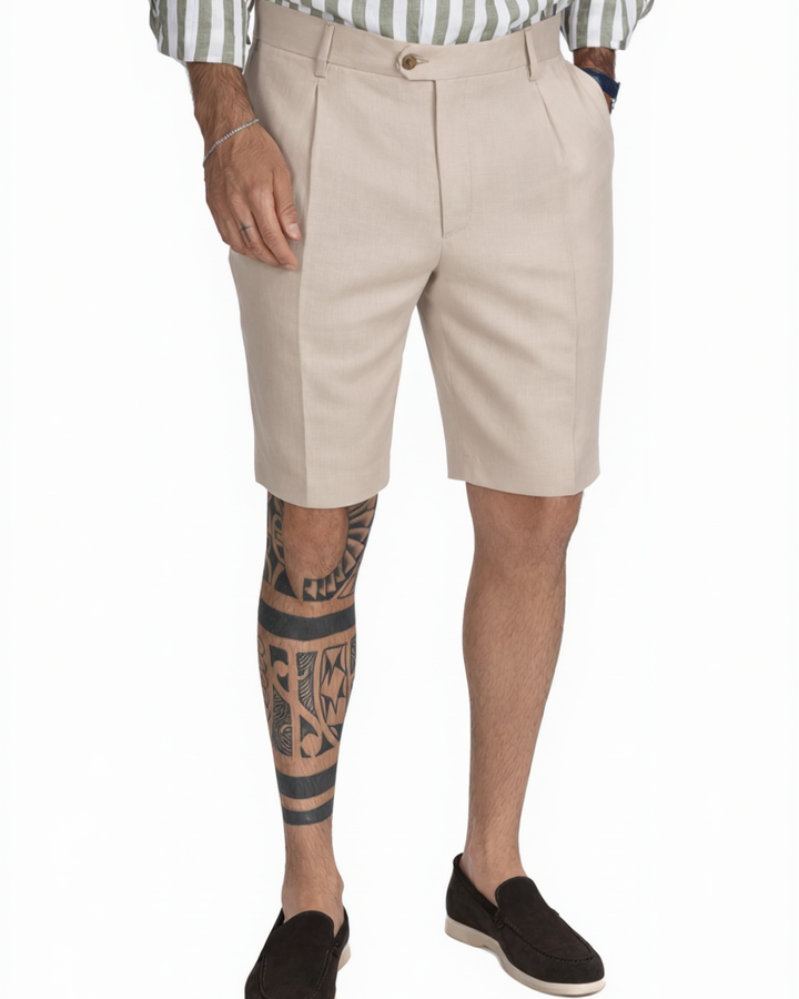 Rowan - high-waisted bermuda shorts with string pleats