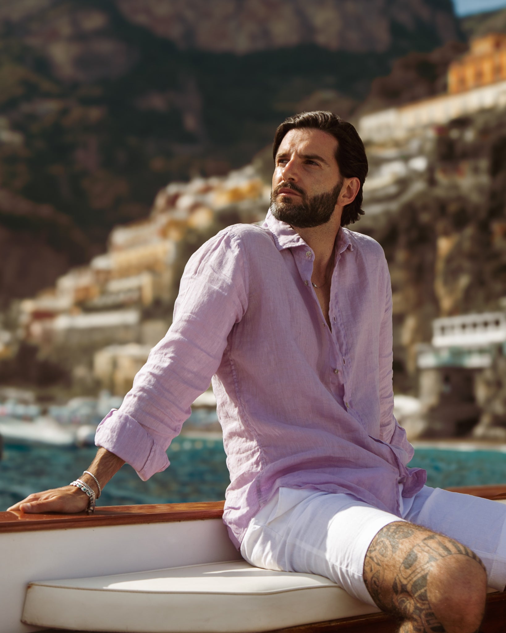 Montecarlo - lilac pure linen shirt