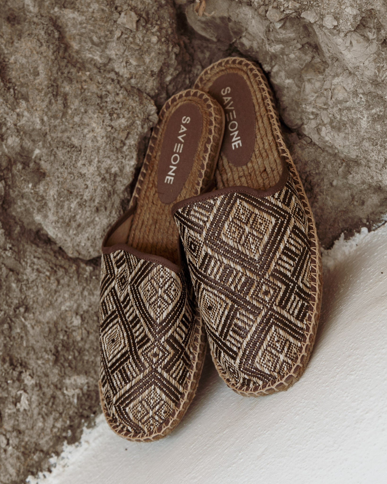 Portofino - mules espadrilles ethniques marron foncé