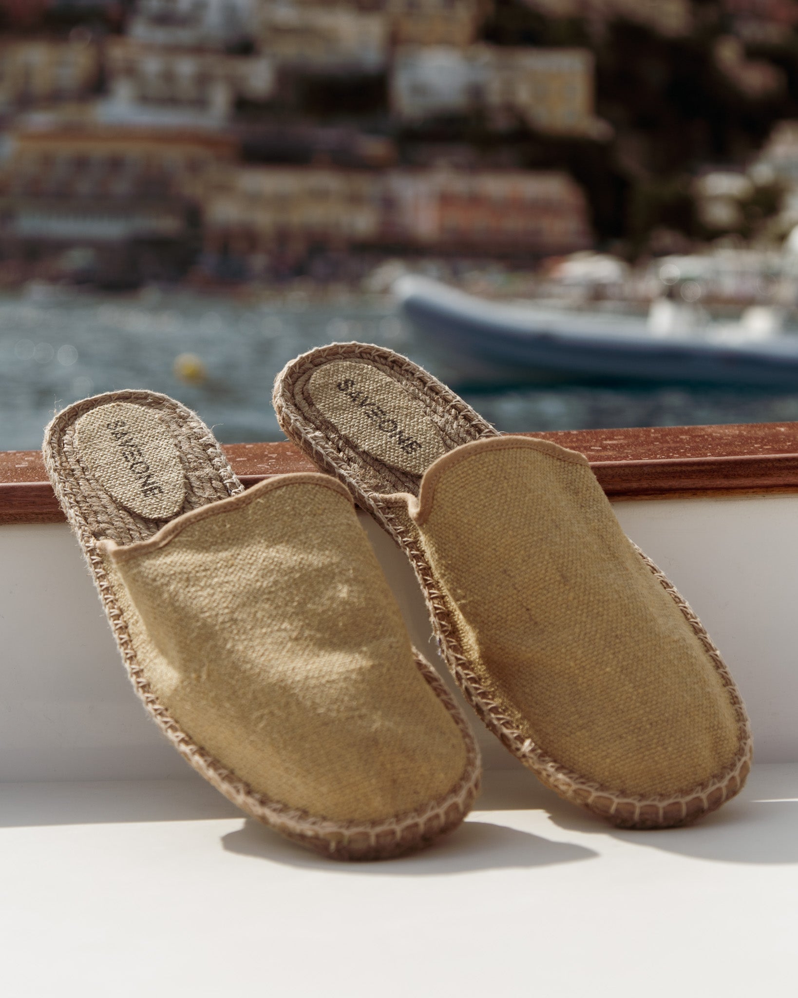 Portofino - camel espadrille mules