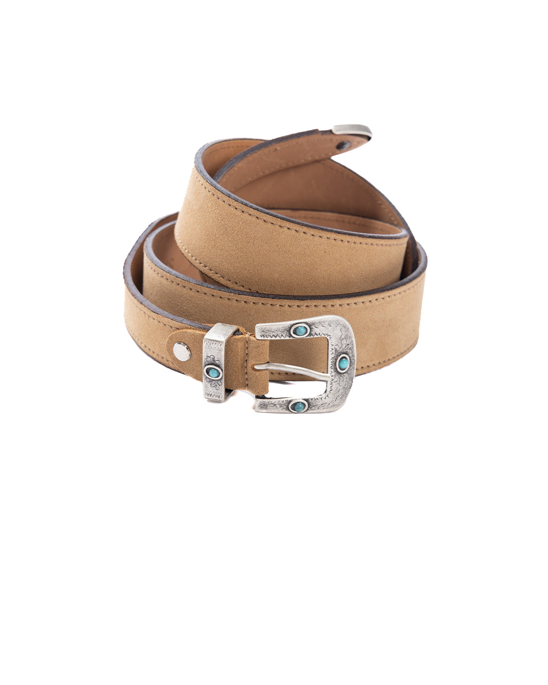 Quirico - beige suede jewel belt