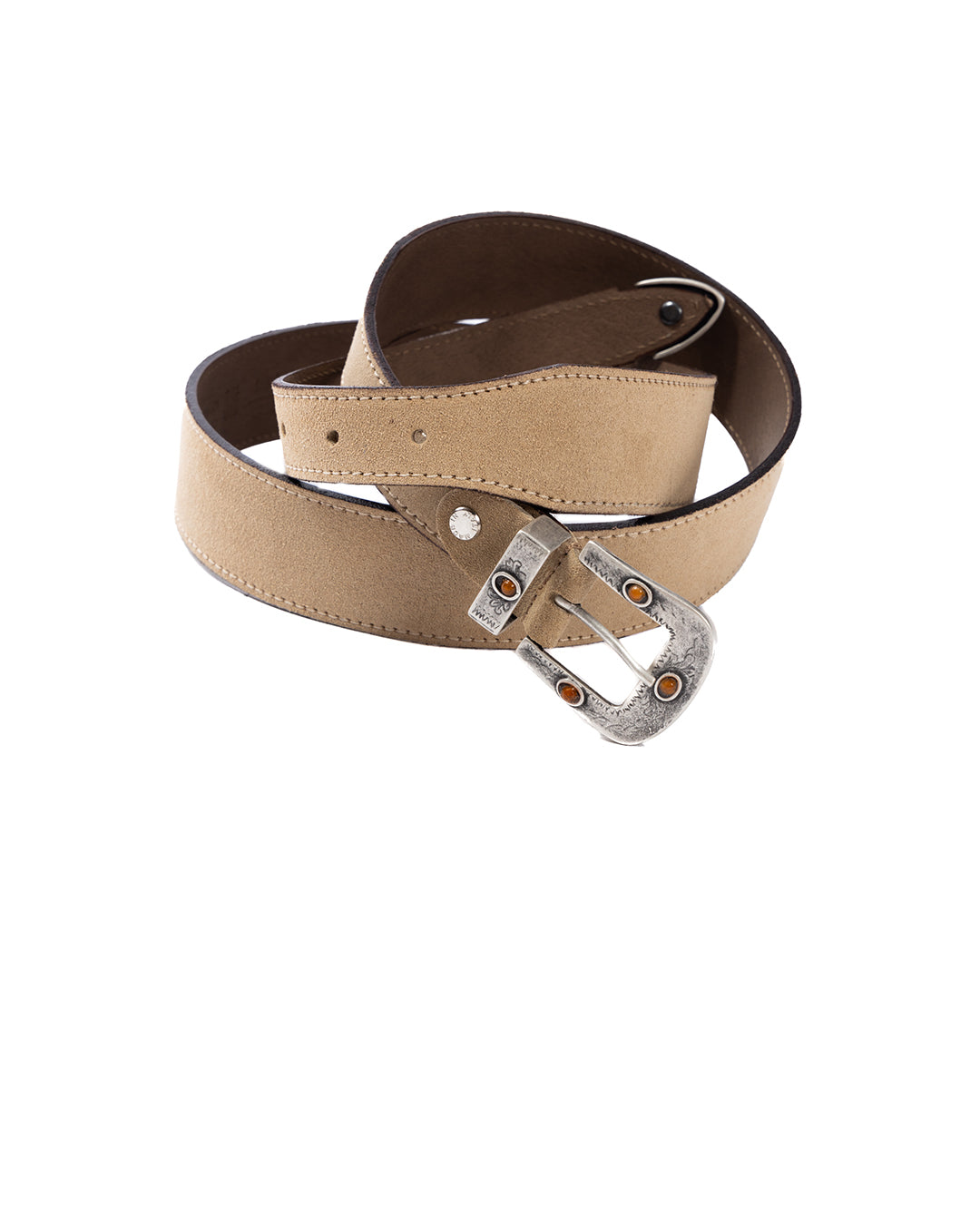 Quirico - beige suede jewel belt